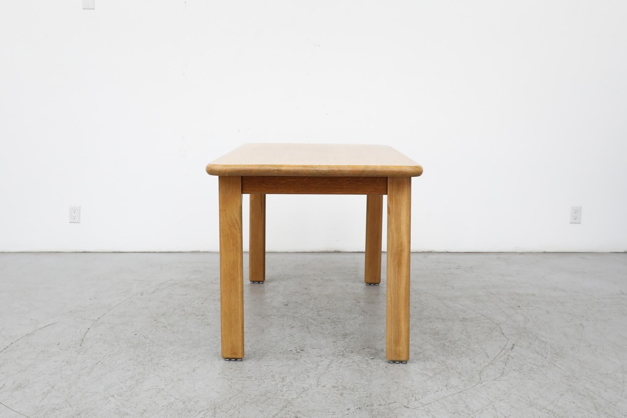 Mid-20th Century Rainer Daumiller Inspired Solid Oak Dining Table with Rounded Edges For Sale
