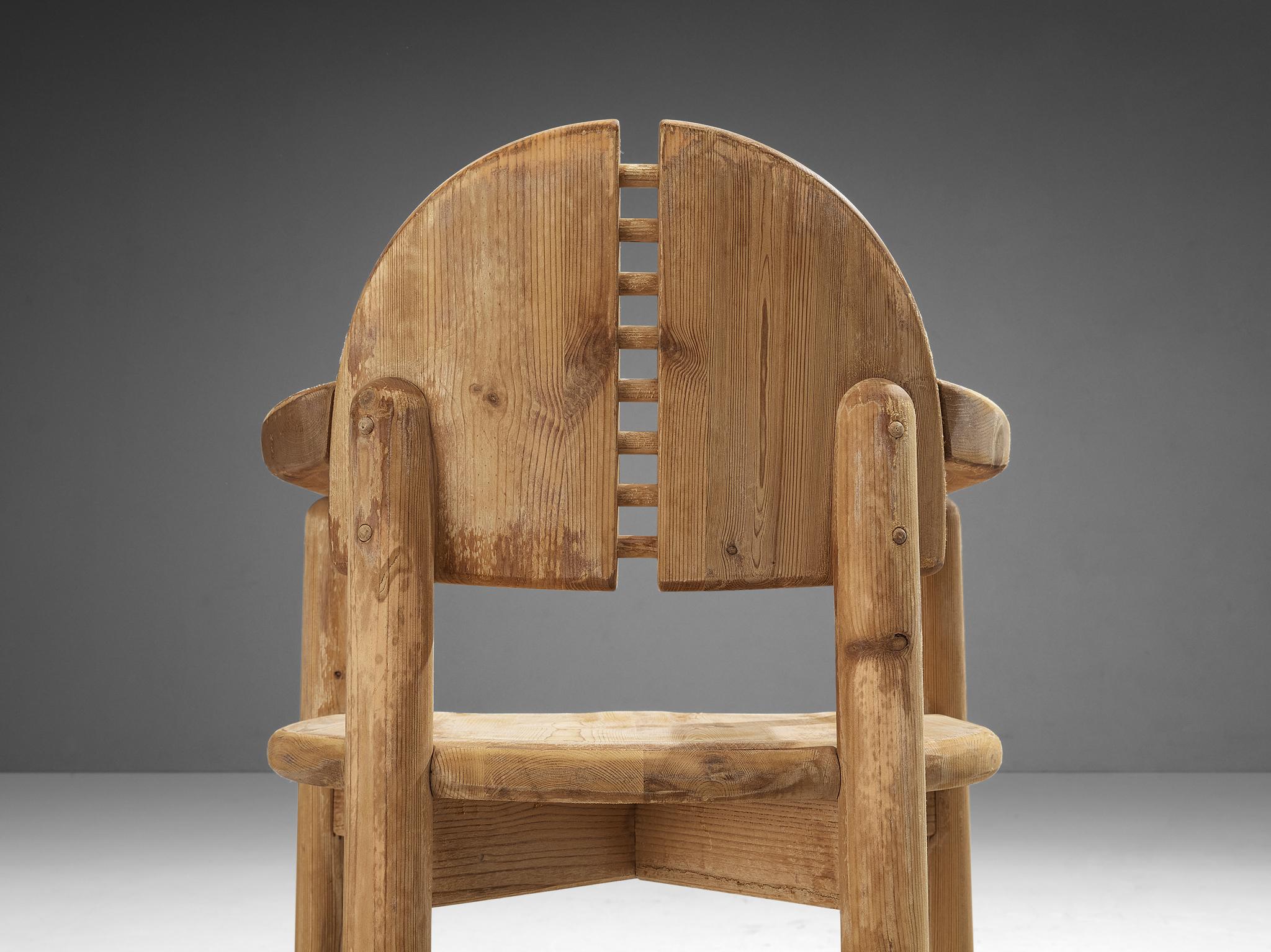 Rainer Daumiller Pair of Armchairs with Detailed Backs in Pine  2