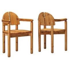 Rainer Daumiller Pair of Armchairs with Detailed Backs in Pine