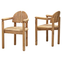 Rainer Daumiller Pair of Armchairs with Detailed Backs in Pine 