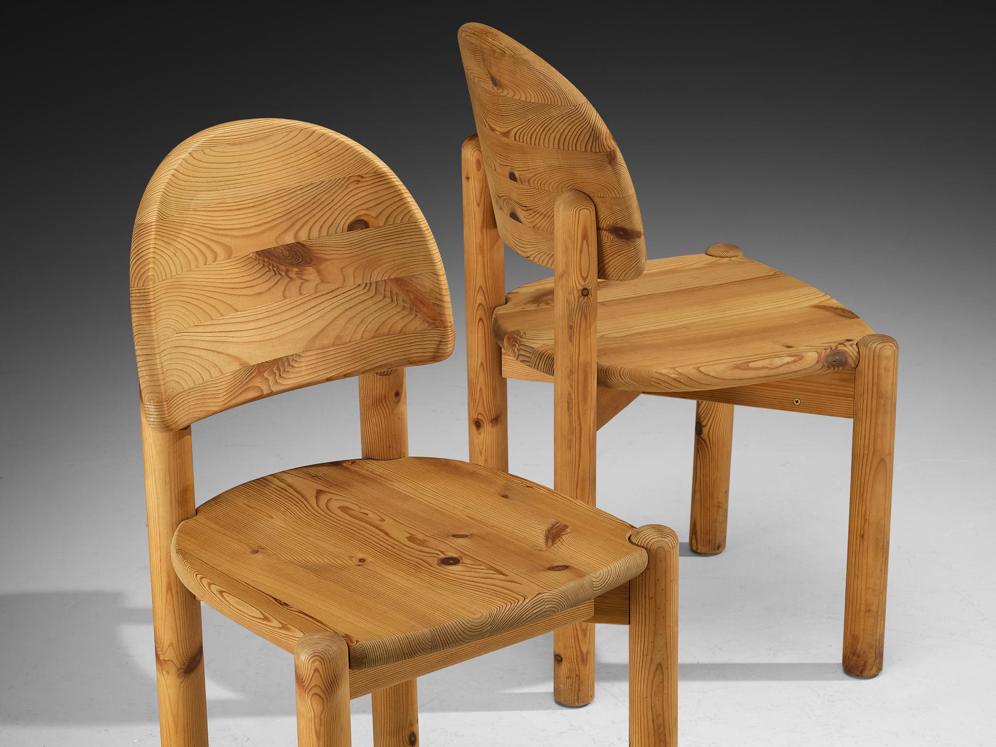 Post-Modern Rainer Daumiller Pair of Dining Chairs in Solid Pine For Sale