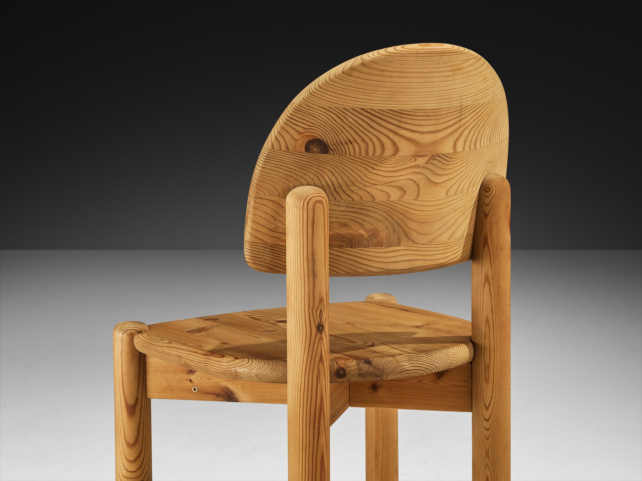 Late 20th Century Rainer Daumiller Pair of Dining Chairs in Solid Pine For Sale