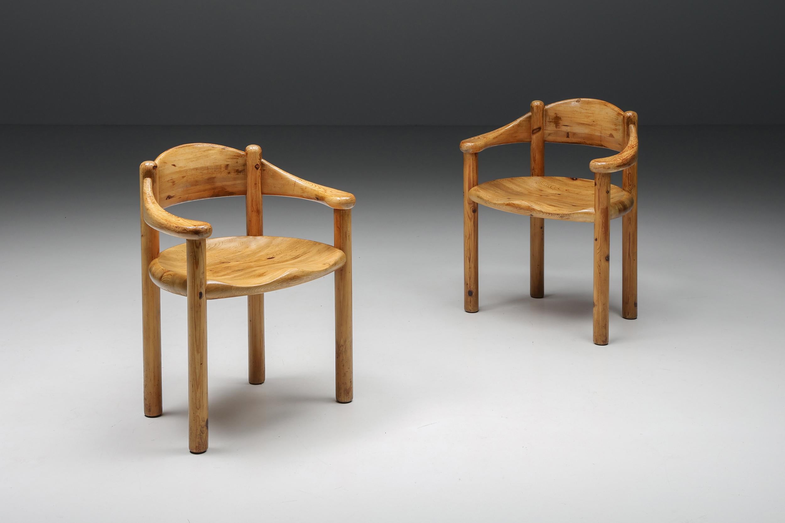 Mid-Century Modern Rainer Daumiller Pine Carver Dining Chairs for Hirtshals Sawmill, Denmark, 1970s