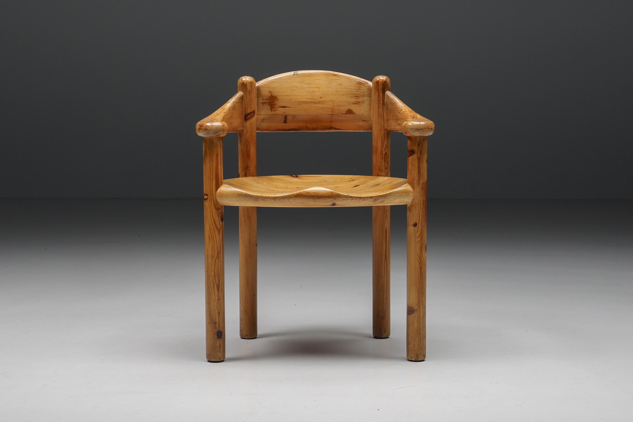 Late 20th Century Rainer Daumiller Pine Carver Dining Chairs for Hirtshals Sawmill, Denmark, 1970s