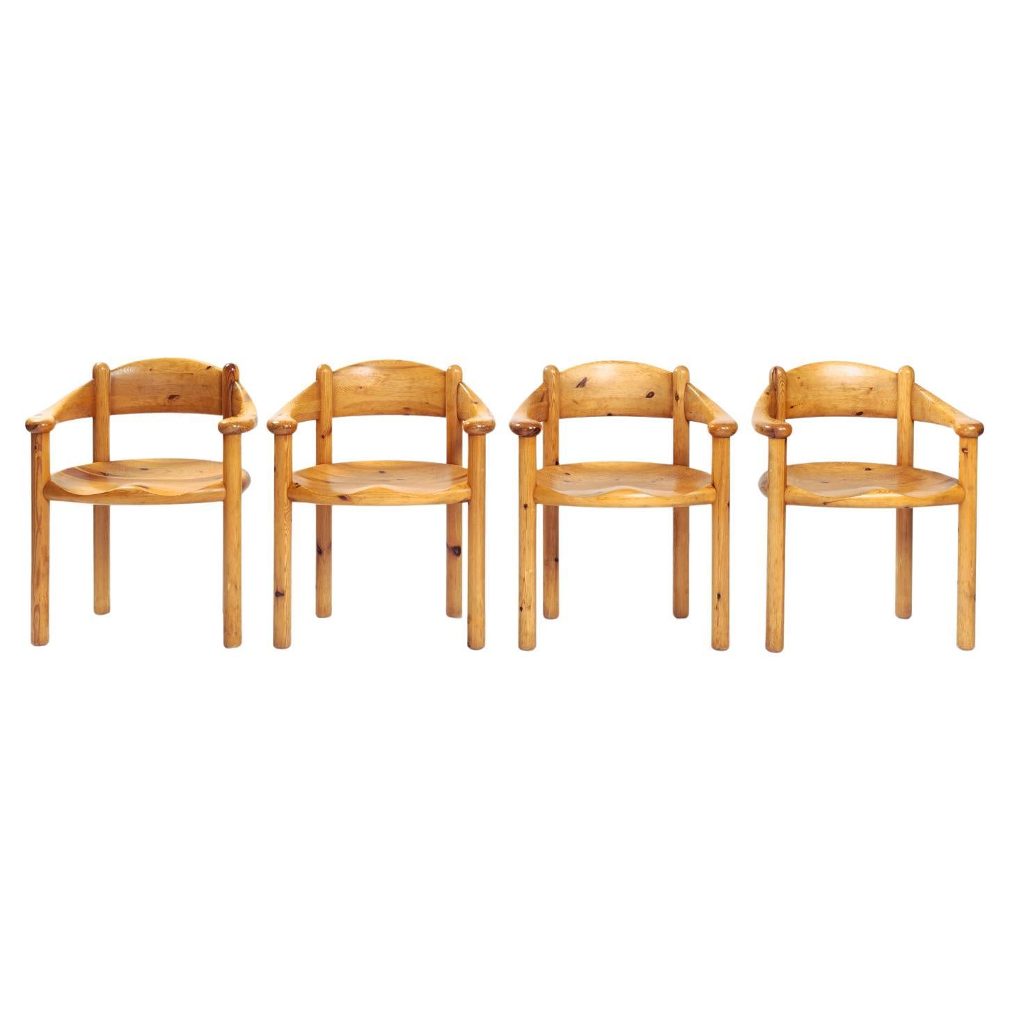 Rainer Daumiller pine carver dining room chairs for Hirtshals Sawmill, 1970s, 4