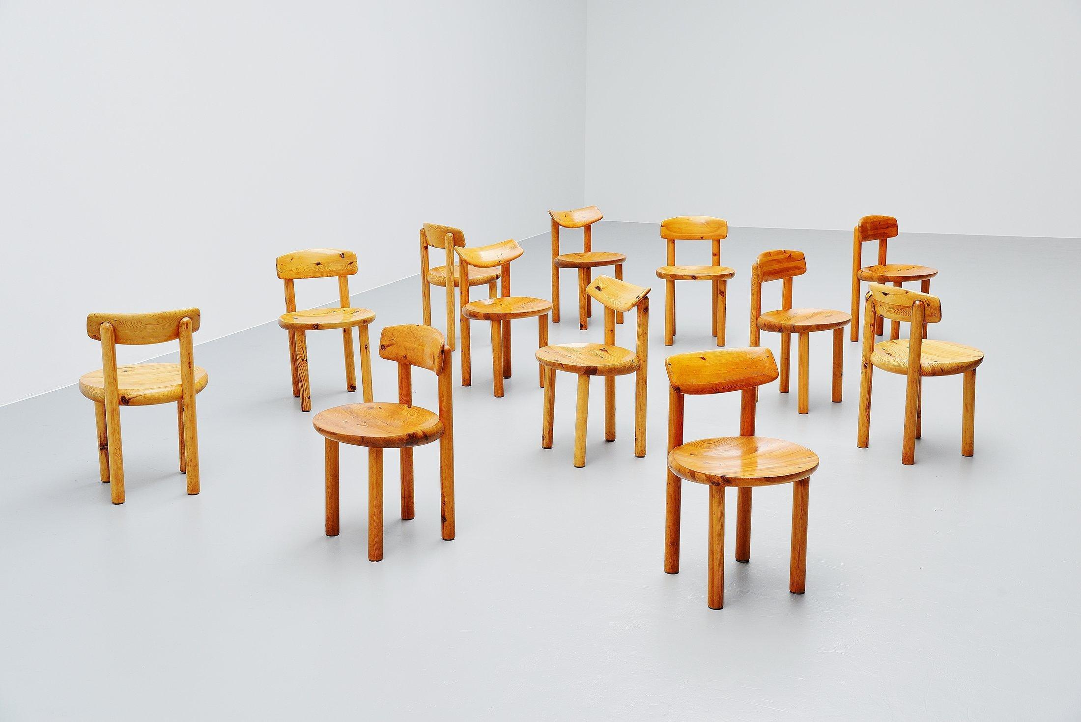 Scandinavian Modern Rainer Daumiller Pine Chairs Set of 12 Denmark 1970