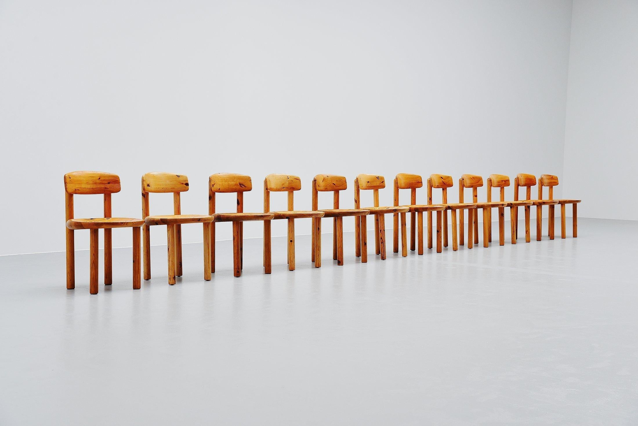 Danish Rainer Daumiller Pine Chairs Set of 12 Denmark 1970