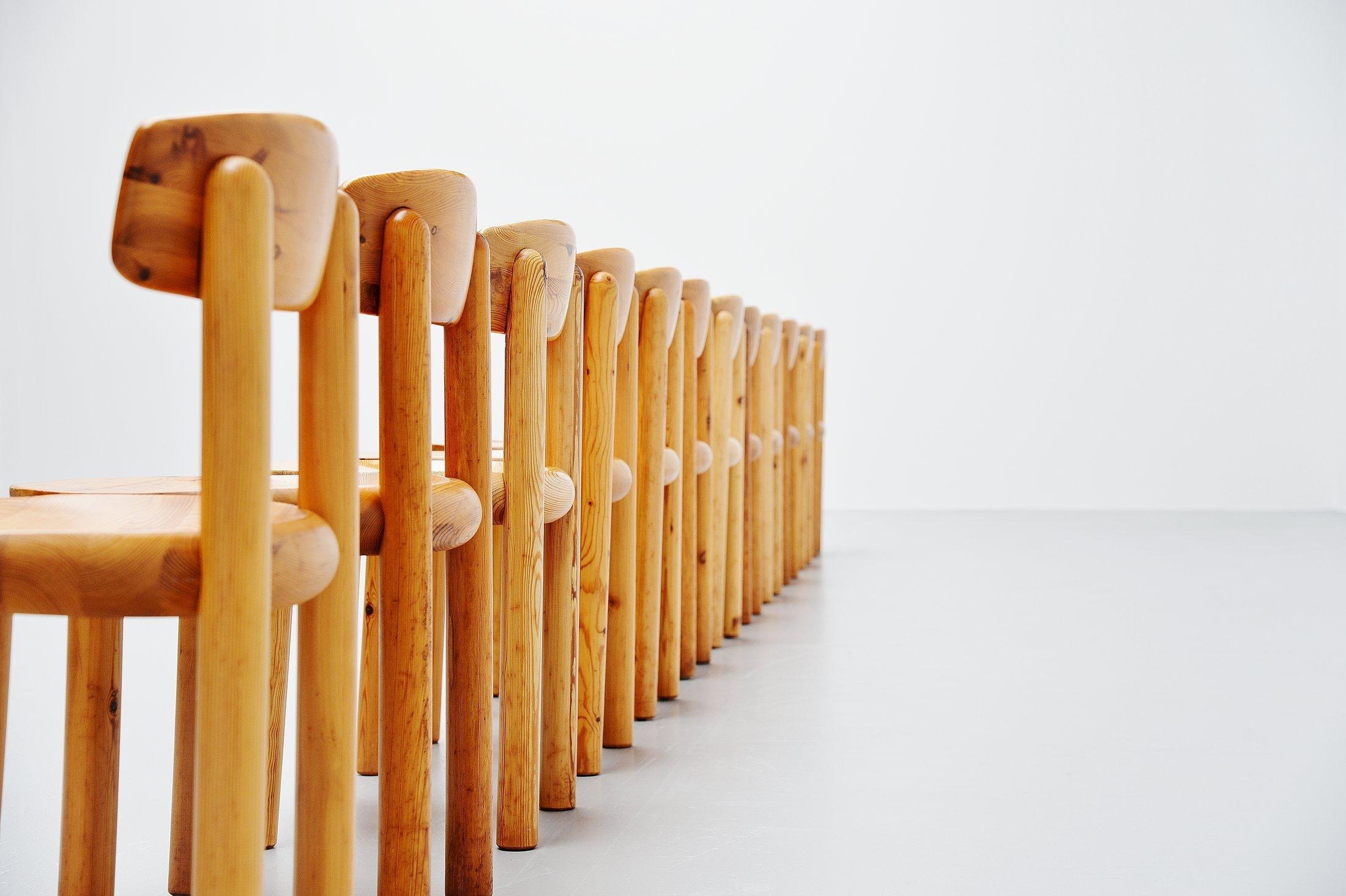 Late 20th Century Rainer Daumiller Pine Chairs Set of 12 Denmark 1970