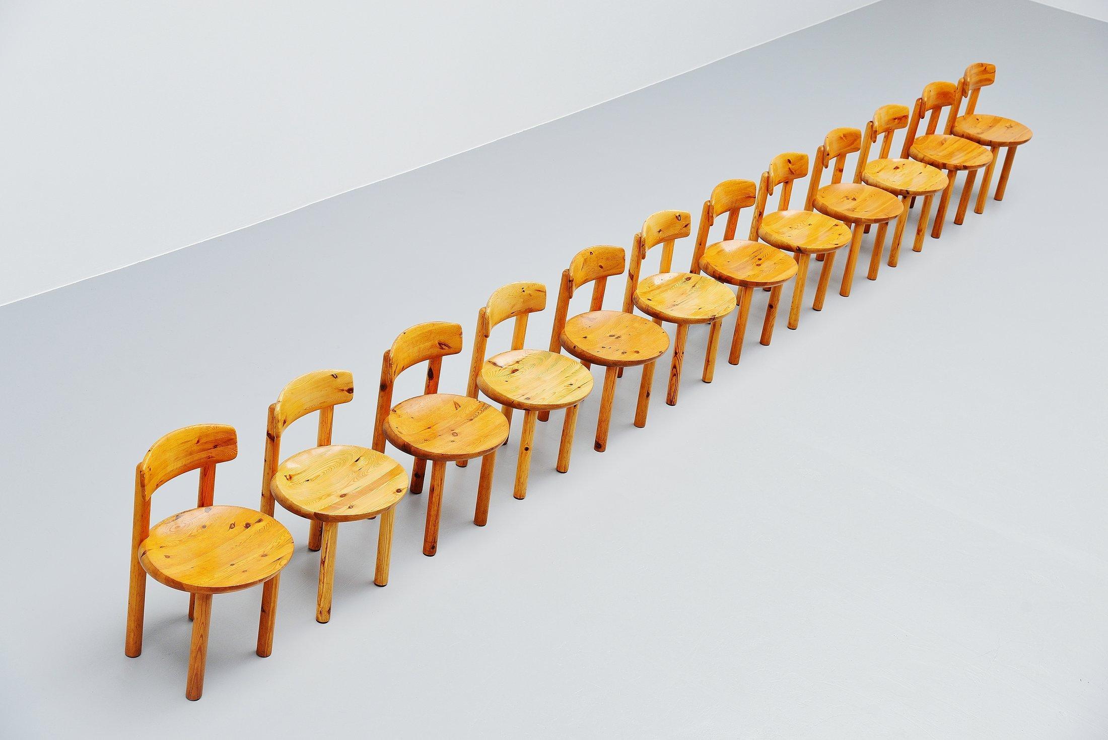Rainer Daumiller Pine Chairs Set of 12 Denmark 1970 1