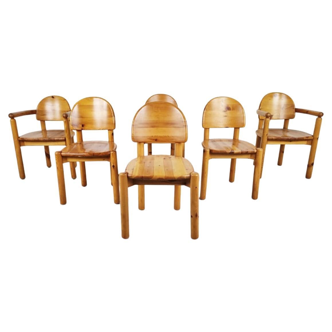 Rainer Daumiller Pine Scandanavian Set of 6 Dining Chairs