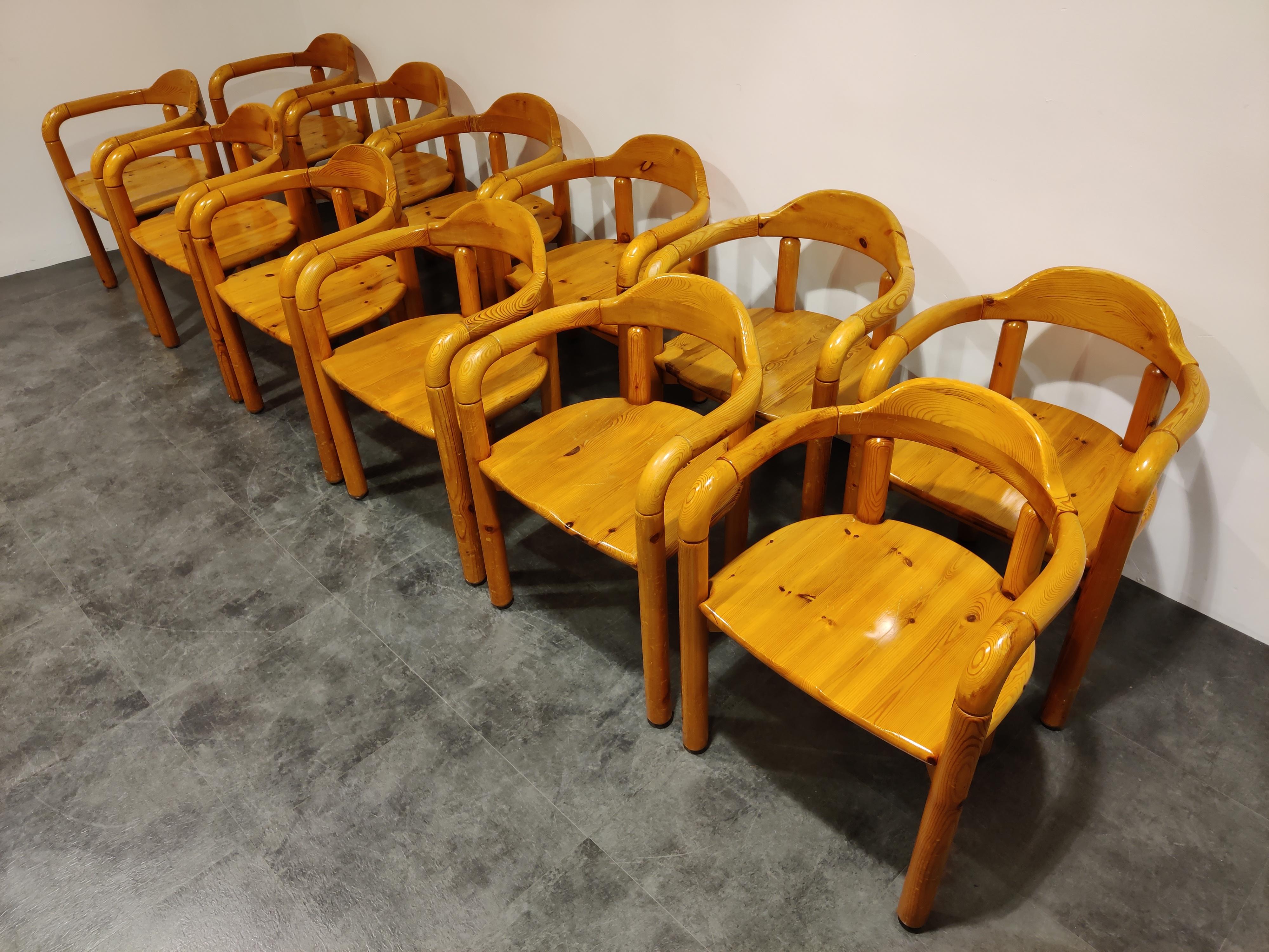 Scandinavian Modern Rainer Daumiller Pine Wood Dining Chairs for Hirtshals Savvaerk Set of 6, 1980s
