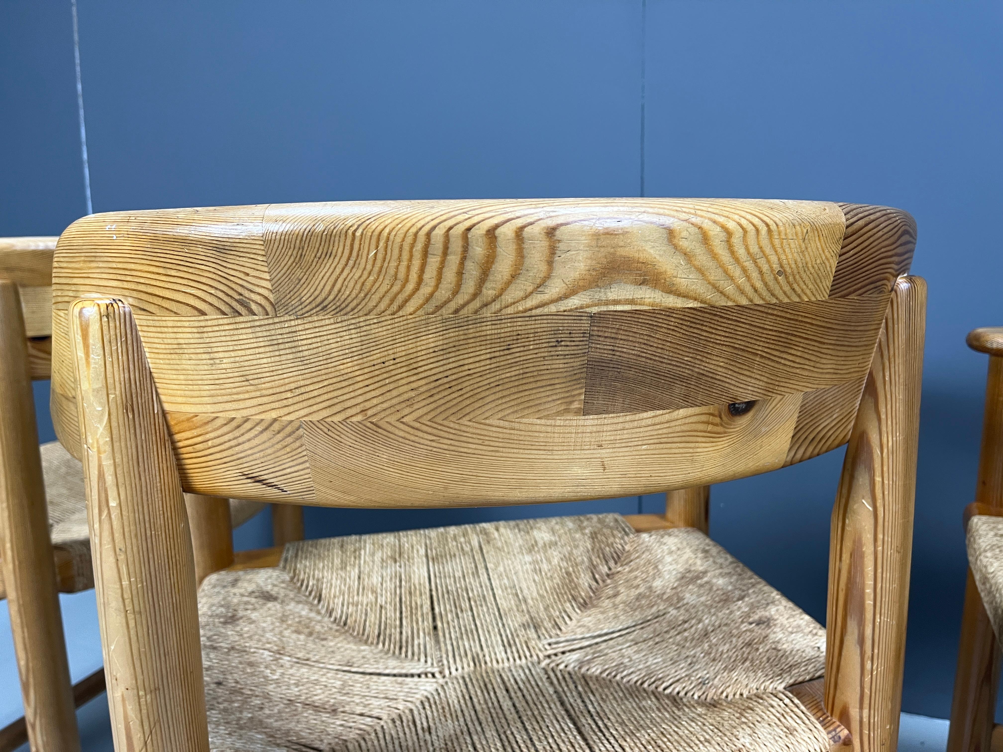 Rainer Daumiller Pine Wood Dining Chairs for Hirtshals Savvaerk, Set of 4, 1970 For Sale 5