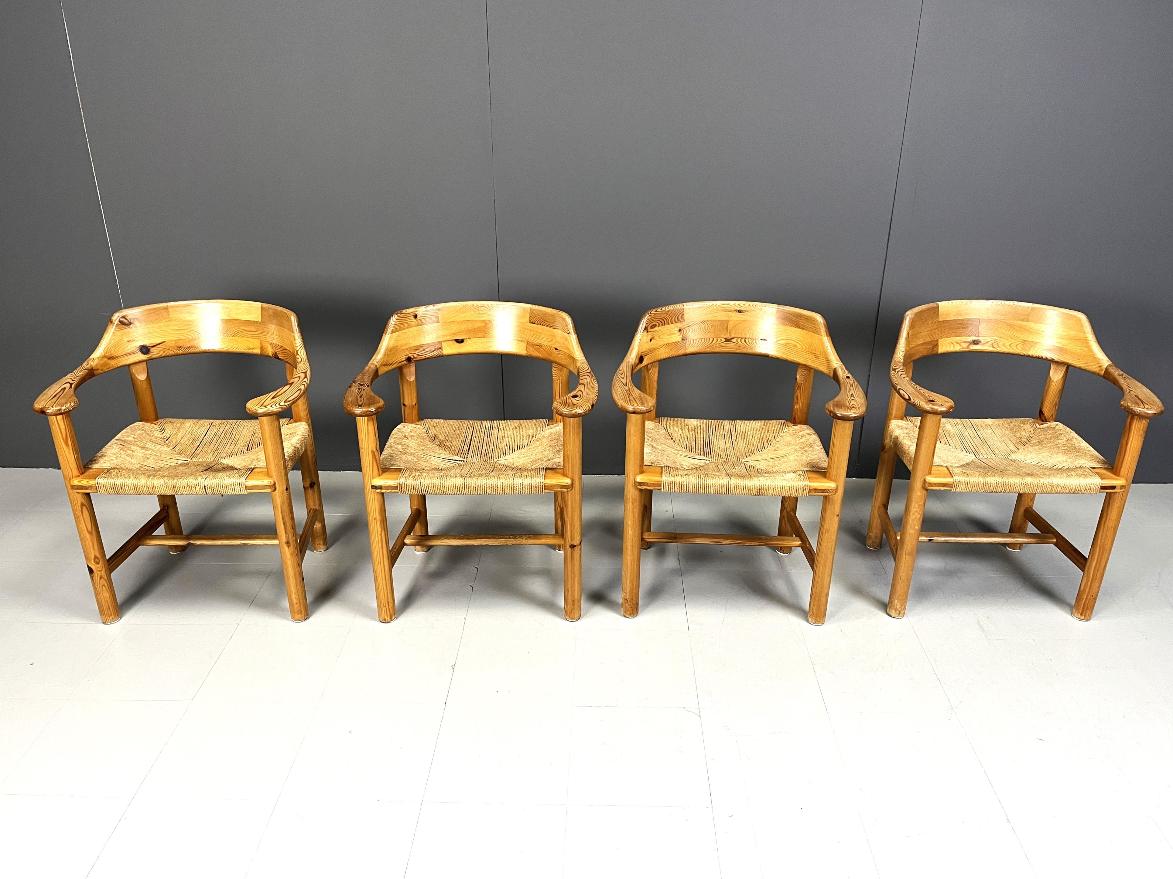 Scandinavian Modern Rainer Daumiller Pine Wood Dining Chairs for Hirtshals Savvaerk, Set of 4, 1970 For Sale