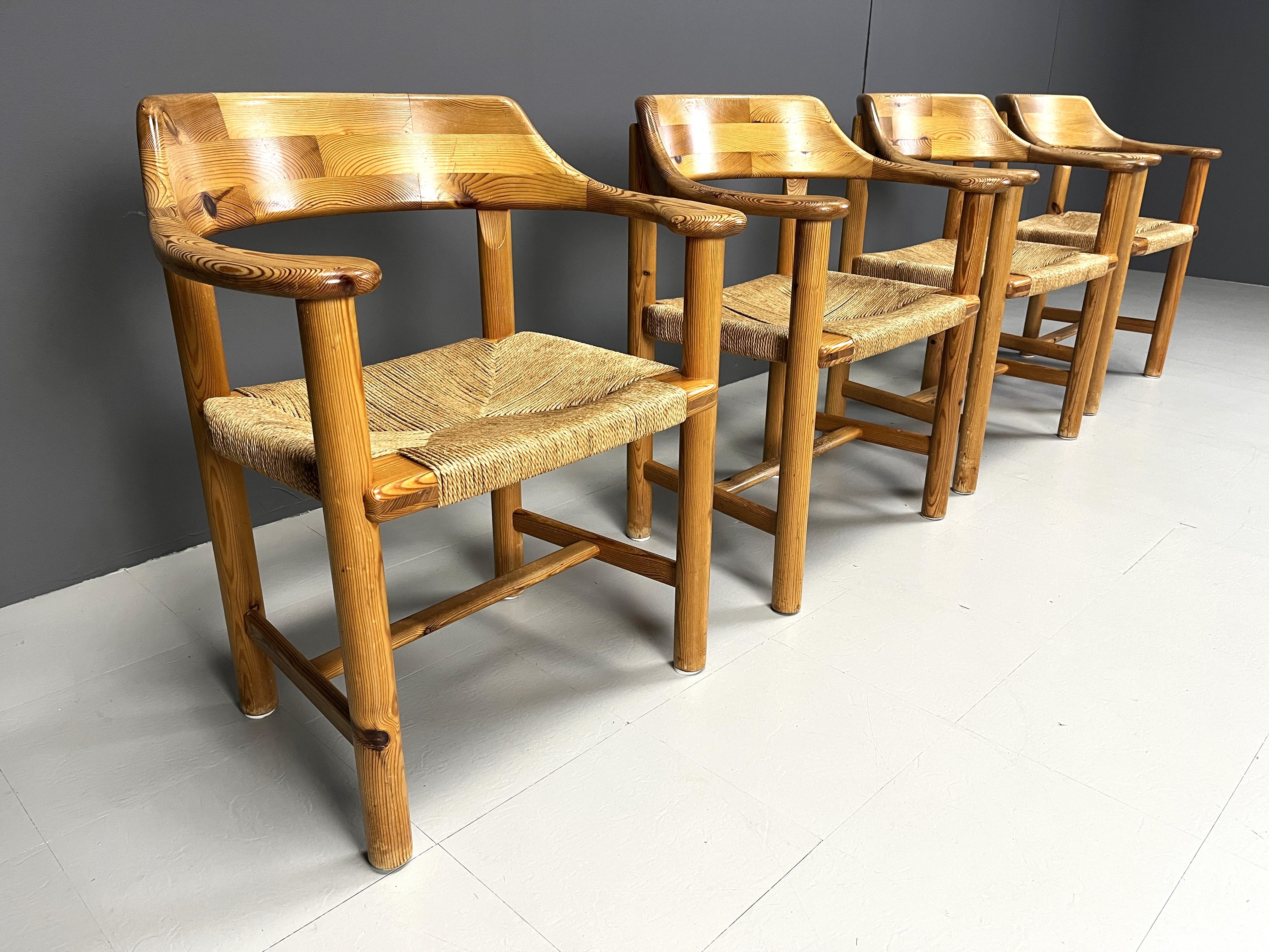 Rainer Daumiller Pine Wood Dining Chairs for Hirtshals Savvaerk, Set of 4, 1970 For Sale 1
