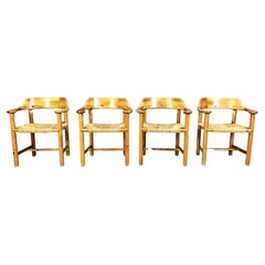 Rainer Daumiller Sillas de comedor de madera de pino para Hirtshals Savvaerk, Juego de 4, 1970