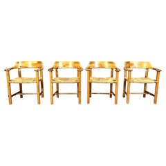 Rainer Daumiller Sillas de comedor de madera de pino para Hirtshals Savvaerk, Juego de 4, 1970