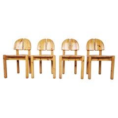 Rainer Daumiller Pine Wood Dining Chairs for Hirtshals Savvaerk, Set of 4, 1980