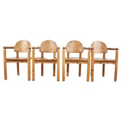 Rainer Daumiller Pine Wood Dining Chairs for Hirtshals Savvaerk Set of 4, 1980s