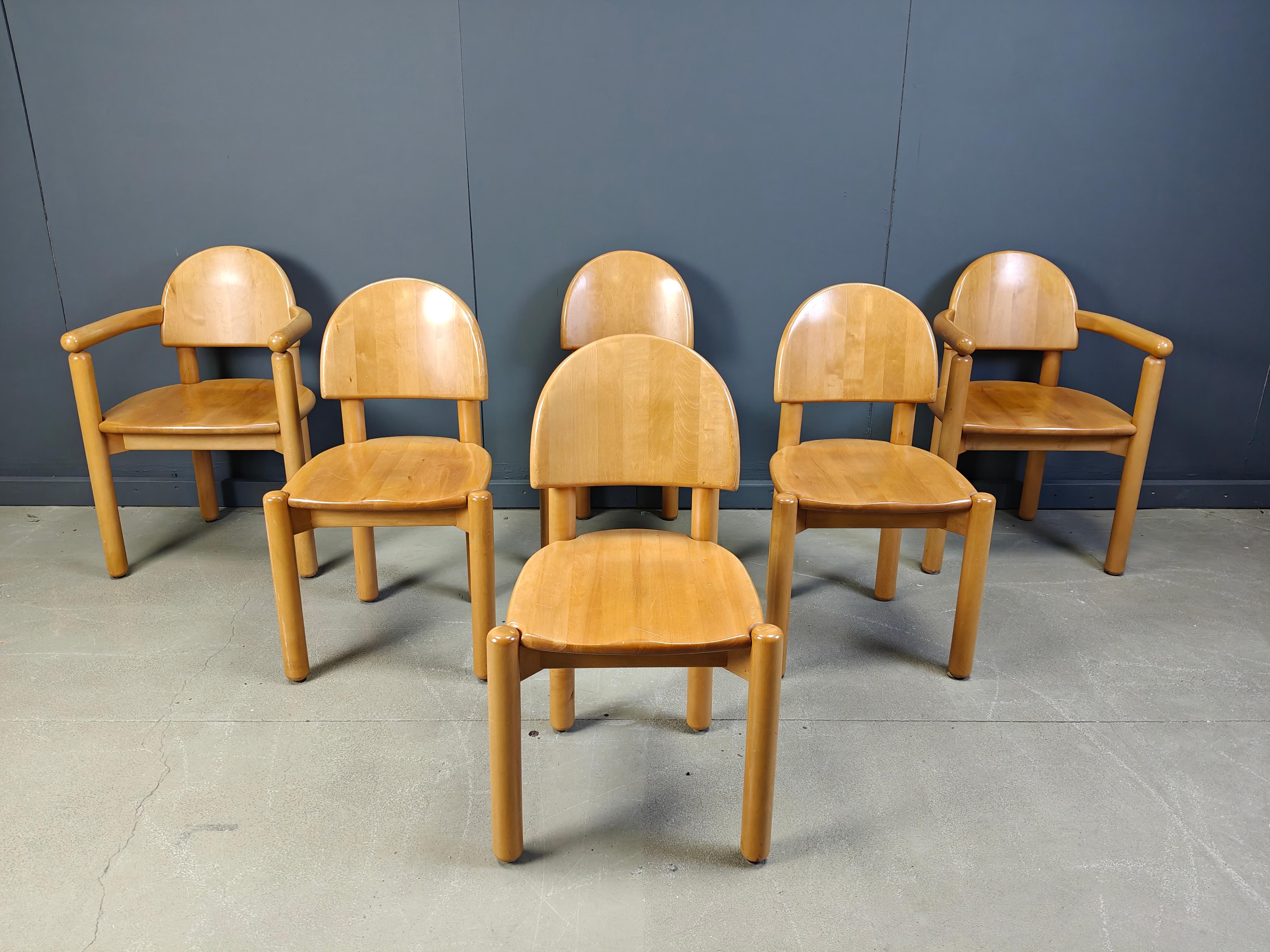 Set di 6 sedie da pranzo in legno di pino di Rainer Daumiller per Hirtshals Savvaerk, anni '80 in vendita 6