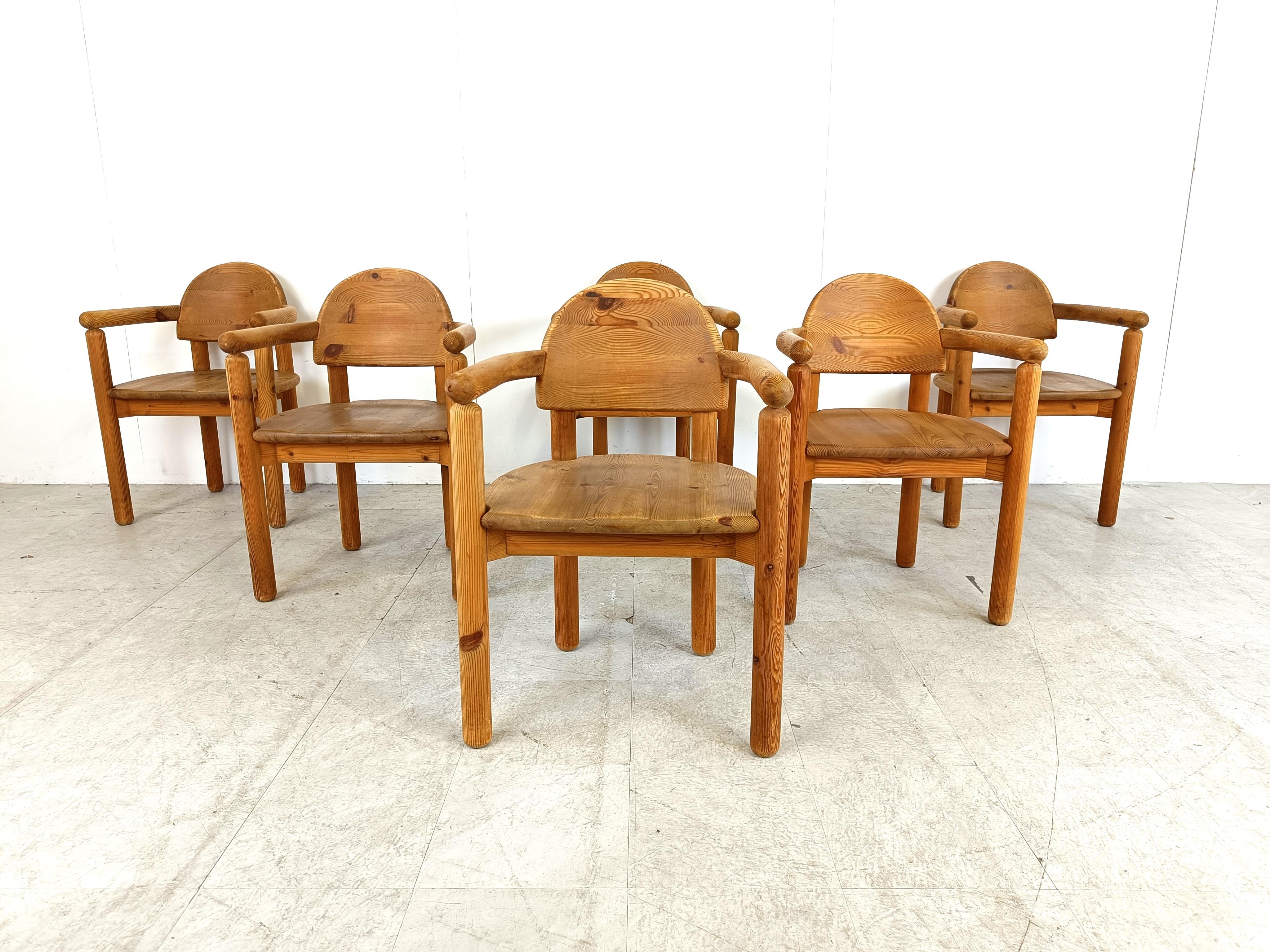 Scandinavian Modern Rainer Daumiller pine wood dining chairs for Hirtshals Savvaerk set of 6, 1980s
