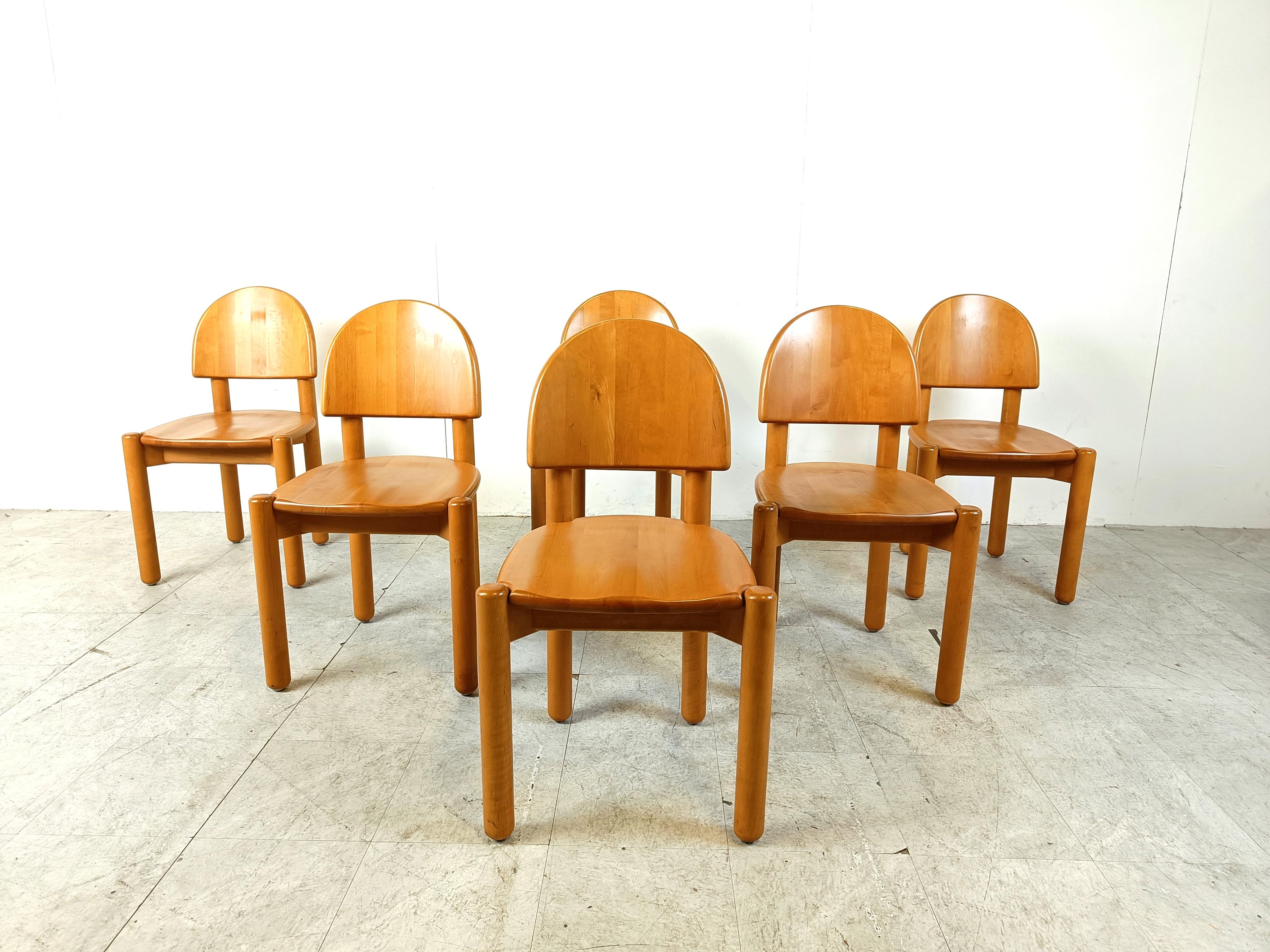 Scandinavian Modern Rainer Daumiller pine wood dining chairs for Hirtshals Savvaerk set of 6, 1980s