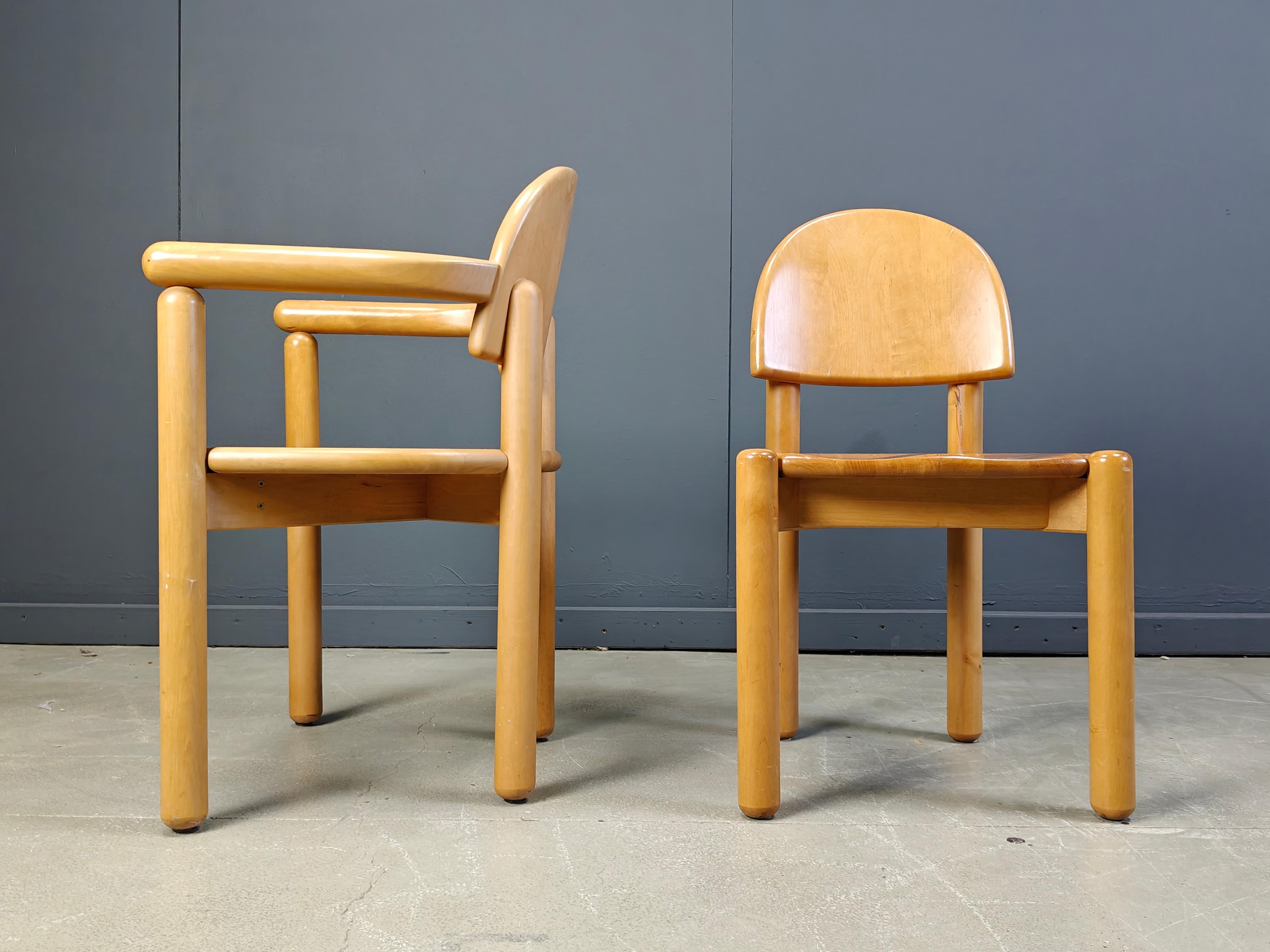 Scandinavo moderno Set di 6 sedie da pranzo in legno di pino di Rainer Daumiller per Hirtshals Savvaerk, anni '80 in vendita