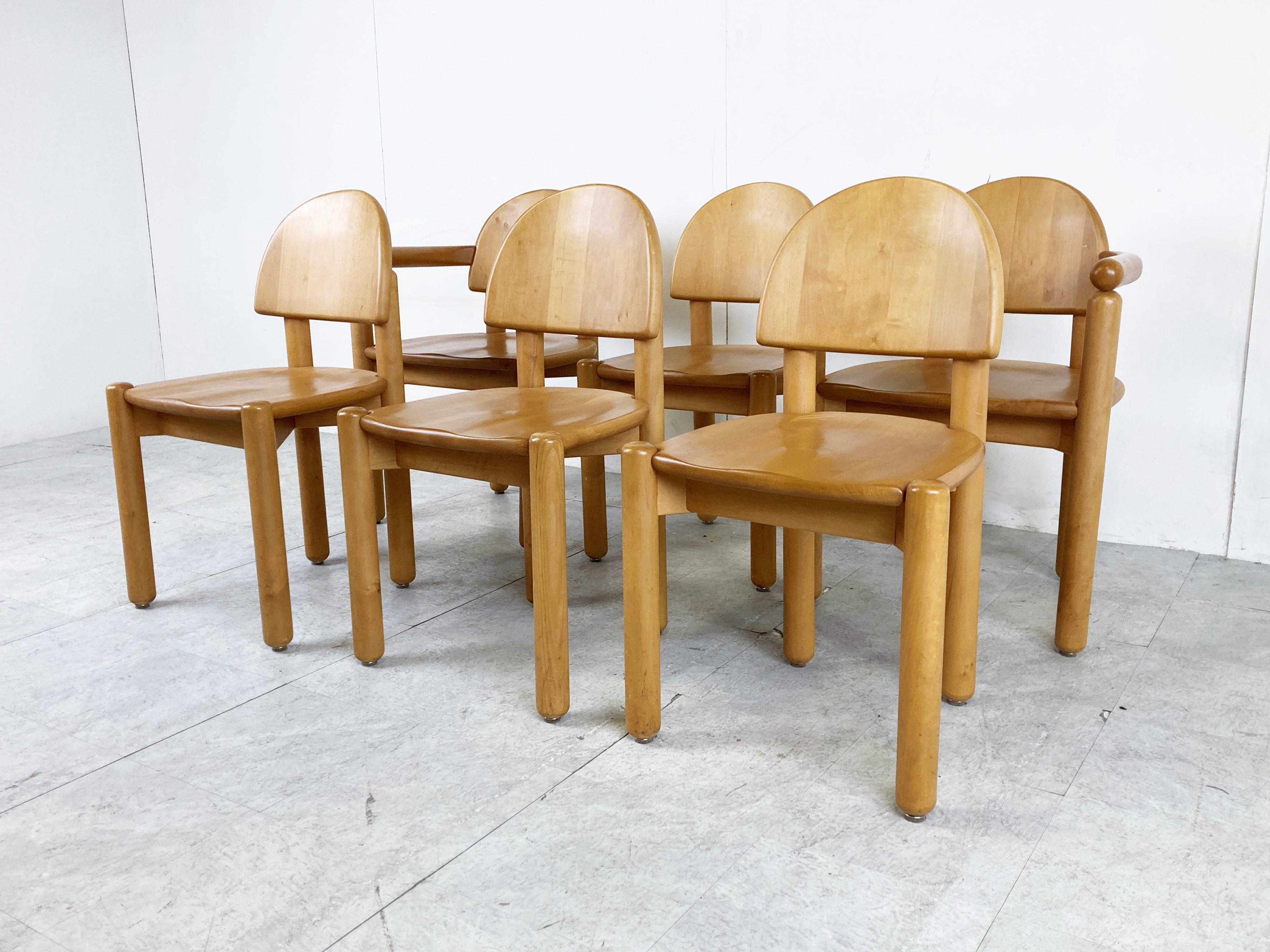 Danish Rainer Daumiller Pine Wood Dining Chairs for Hirtshals Savvaerk Set of 6, 1980s