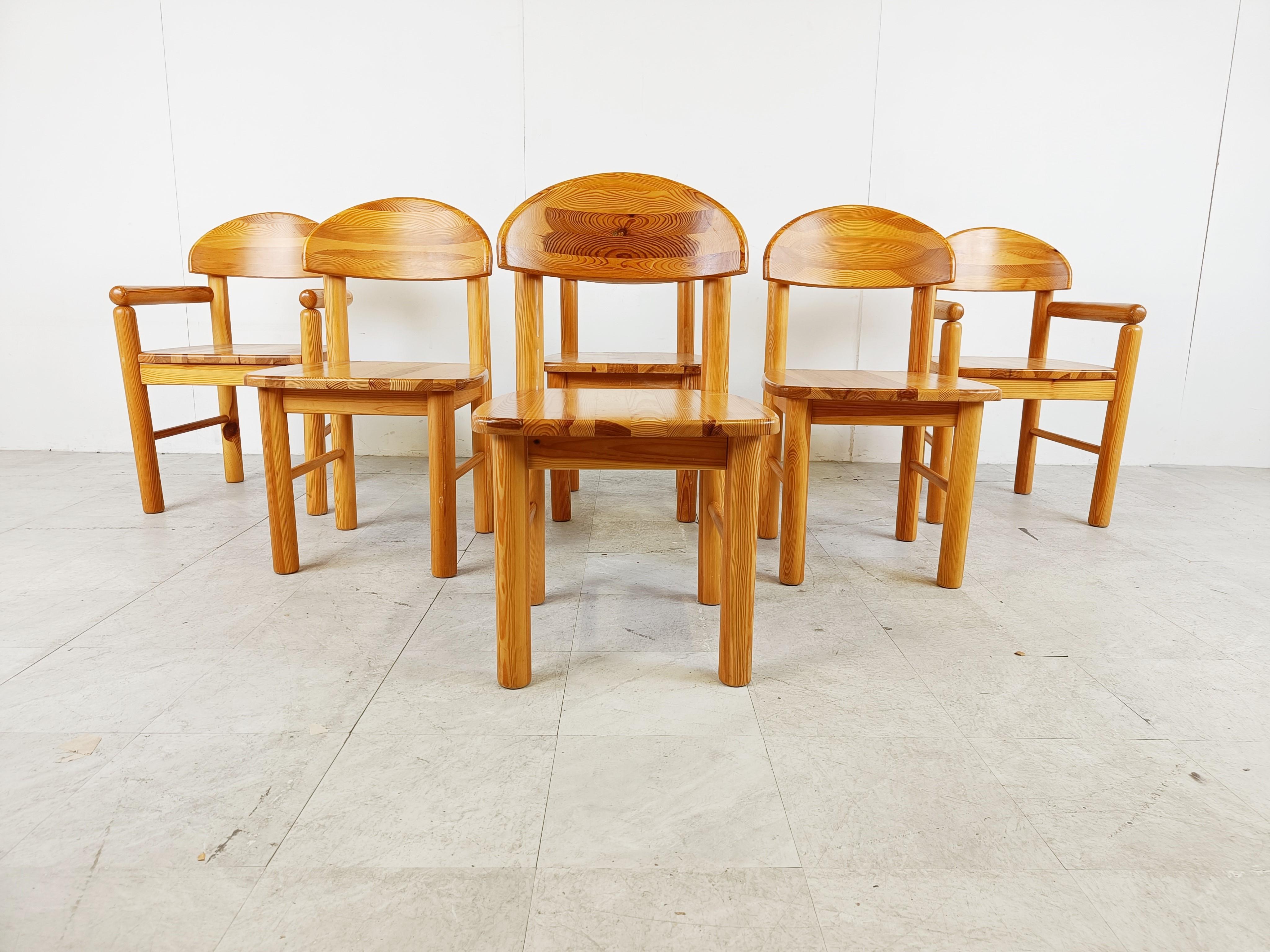 Scandinavian Modern Rainer Daumiller Pine Wood Dining Chairs for Hirtshals Savvaerk Set of 6, 1980s