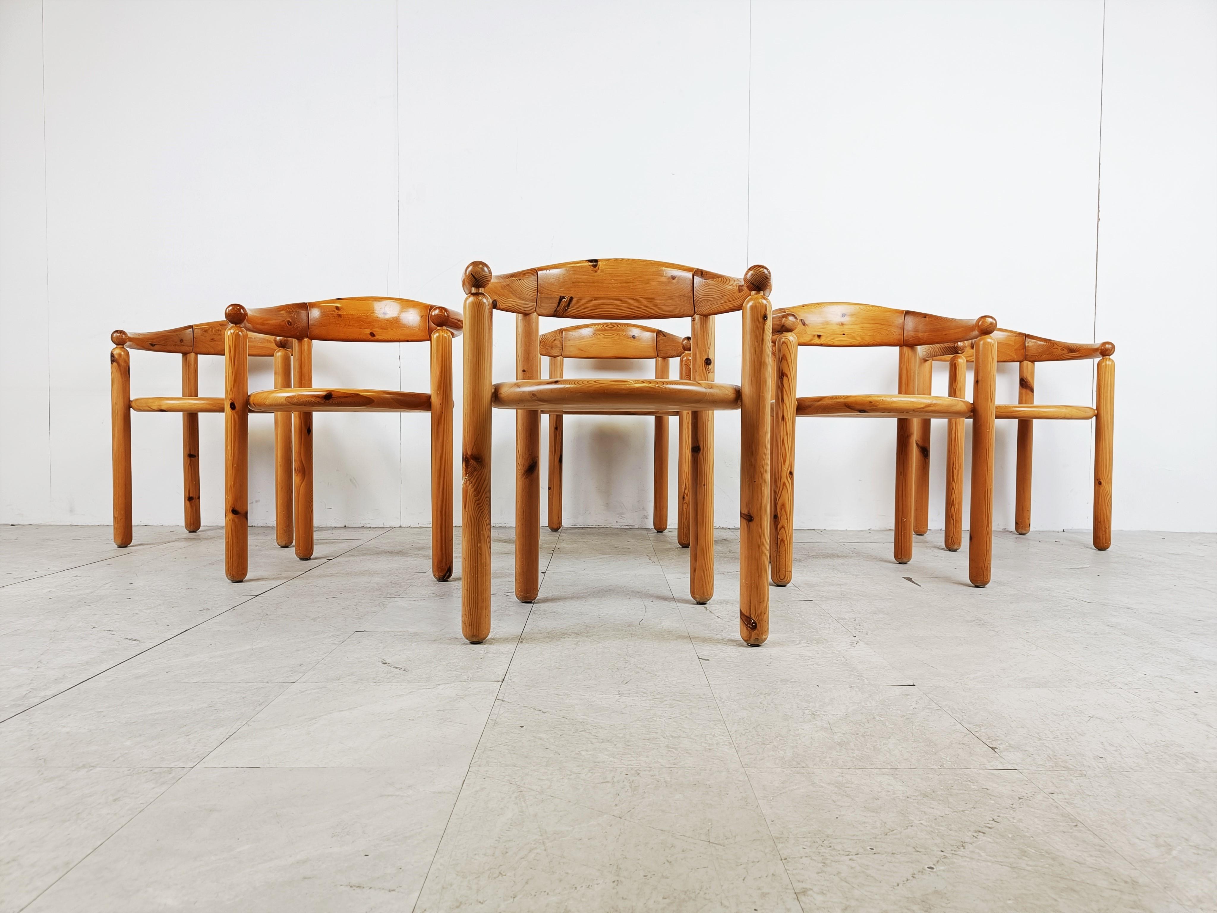 Danish Rainer Daumiller Pine Wood Dining Chairs for Hirtshals Savvaerk Set of 6, 1980s