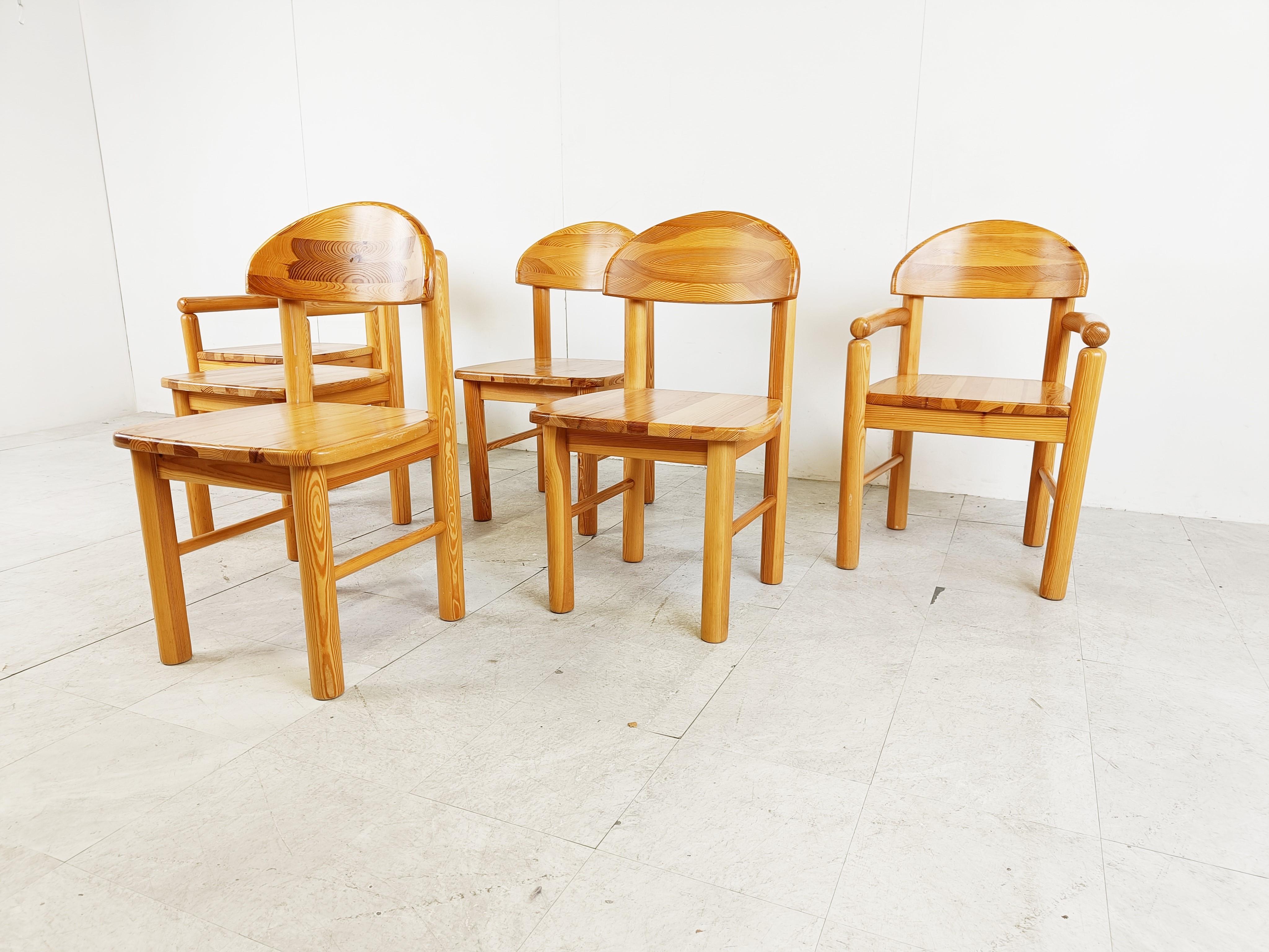 Danish Rainer Daumiller Pine Wood Dining Chairs for Hirtshals Savvaerk Set of 6, 1980s