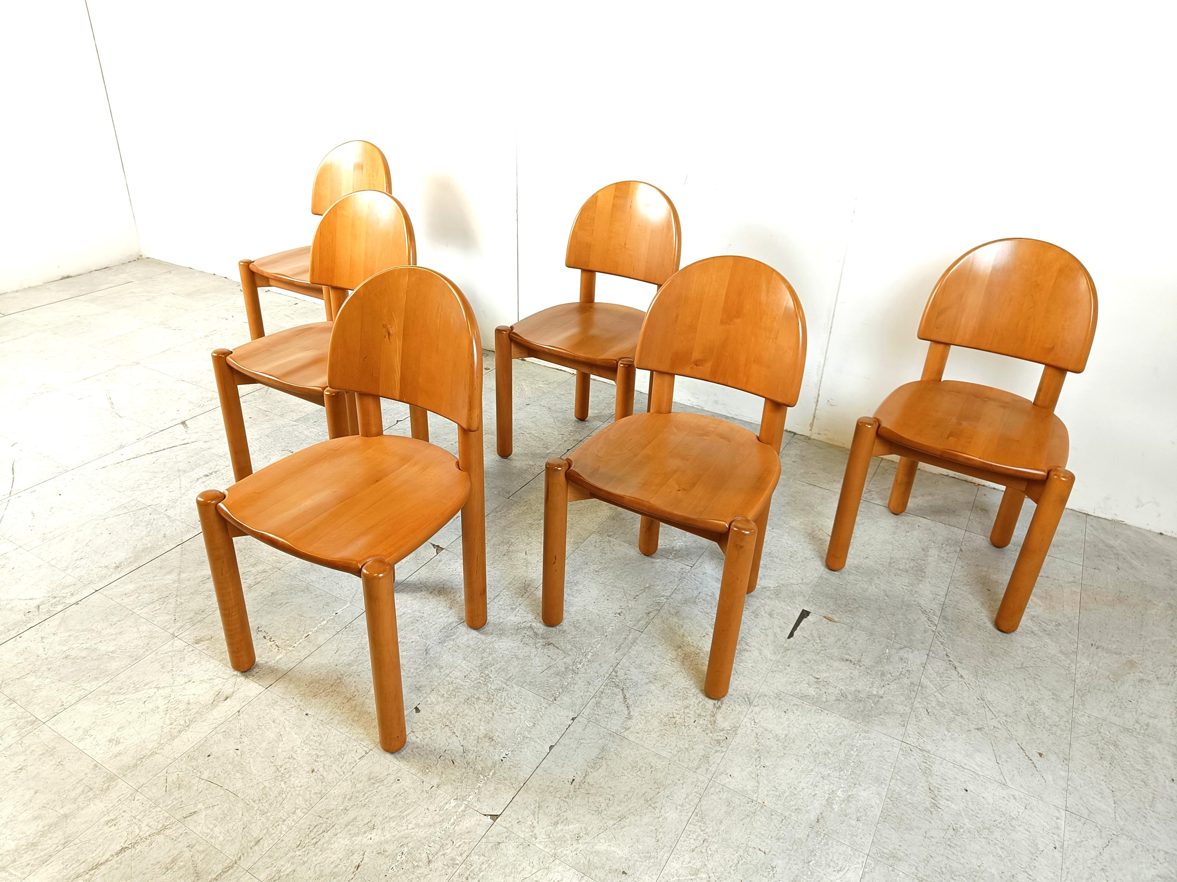 Rainer Daumiller pine wood dining chairs for Hirtshals Savvaerk set of 6, 1980s In Good Condition In HEVERLEE, BE