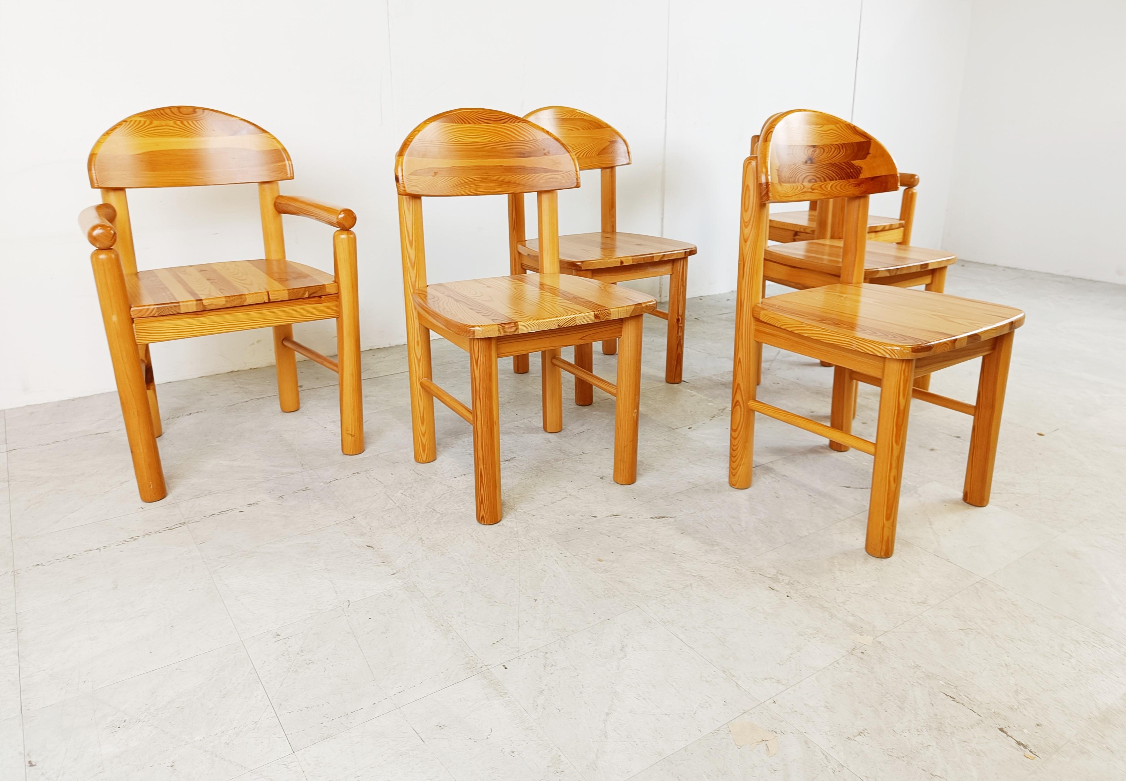 Rainer Daumiller Pine Wood Dining Chairs for Hirtshals Savvaerk Set of 6, 1980s In Excellent Condition In Leuven, Vlaams Gewest