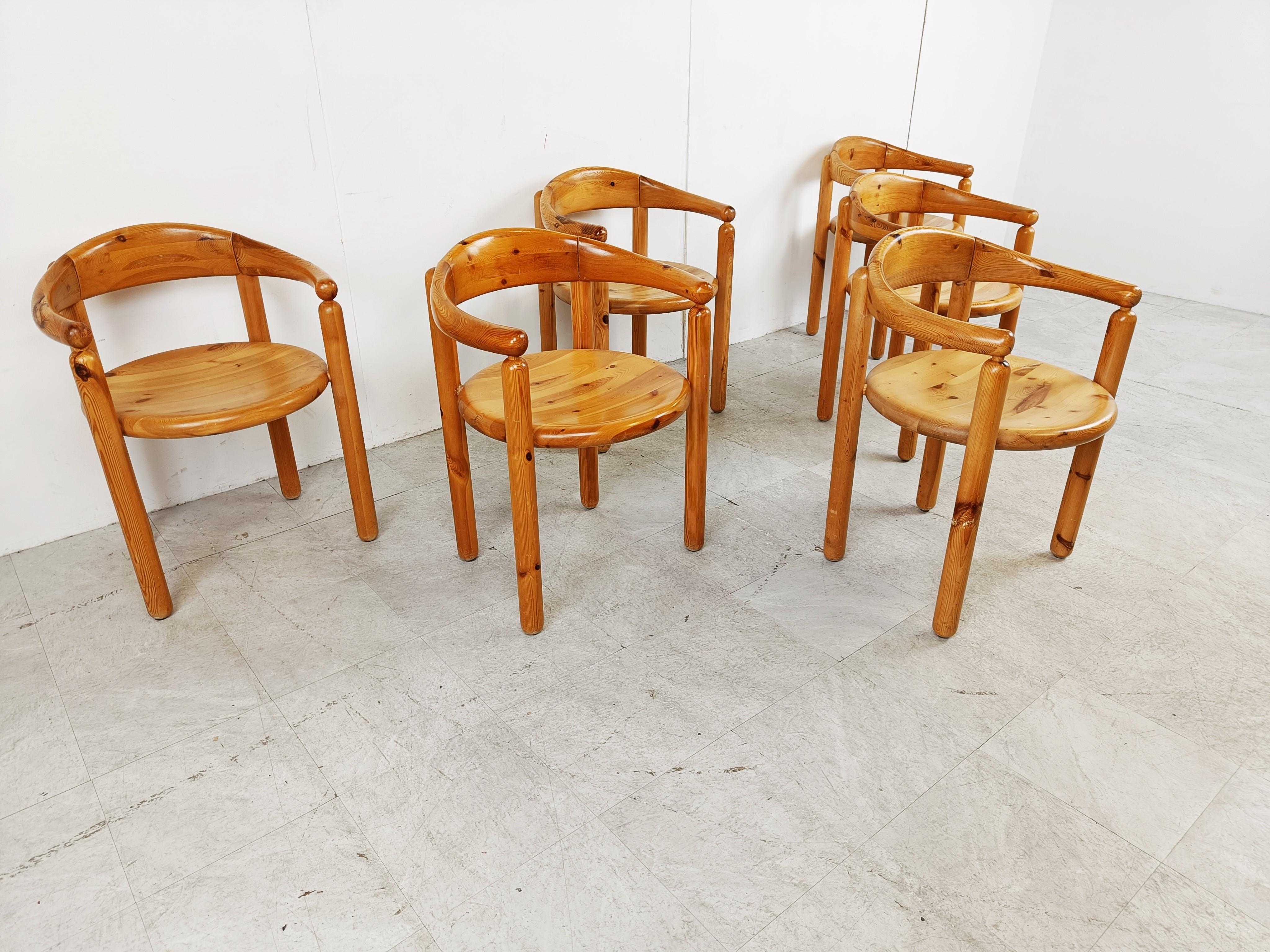 Late 20th Century Rainer Daumiller Pine Wood Dining Chairs for Hirtshals Savvaerk Set of 6, 1980s