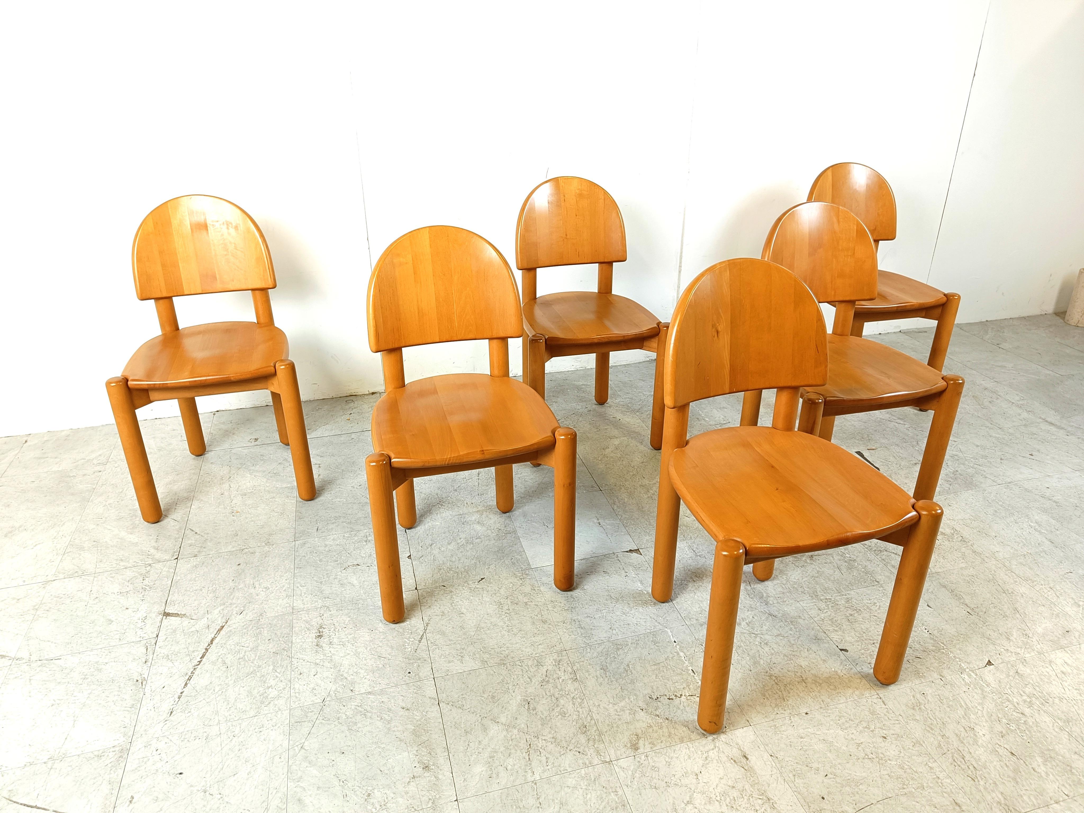 Late 20th Century Rainer Daumiller pine wood dining chairs for Hirtshals Savvaerk set of 6, 1980s