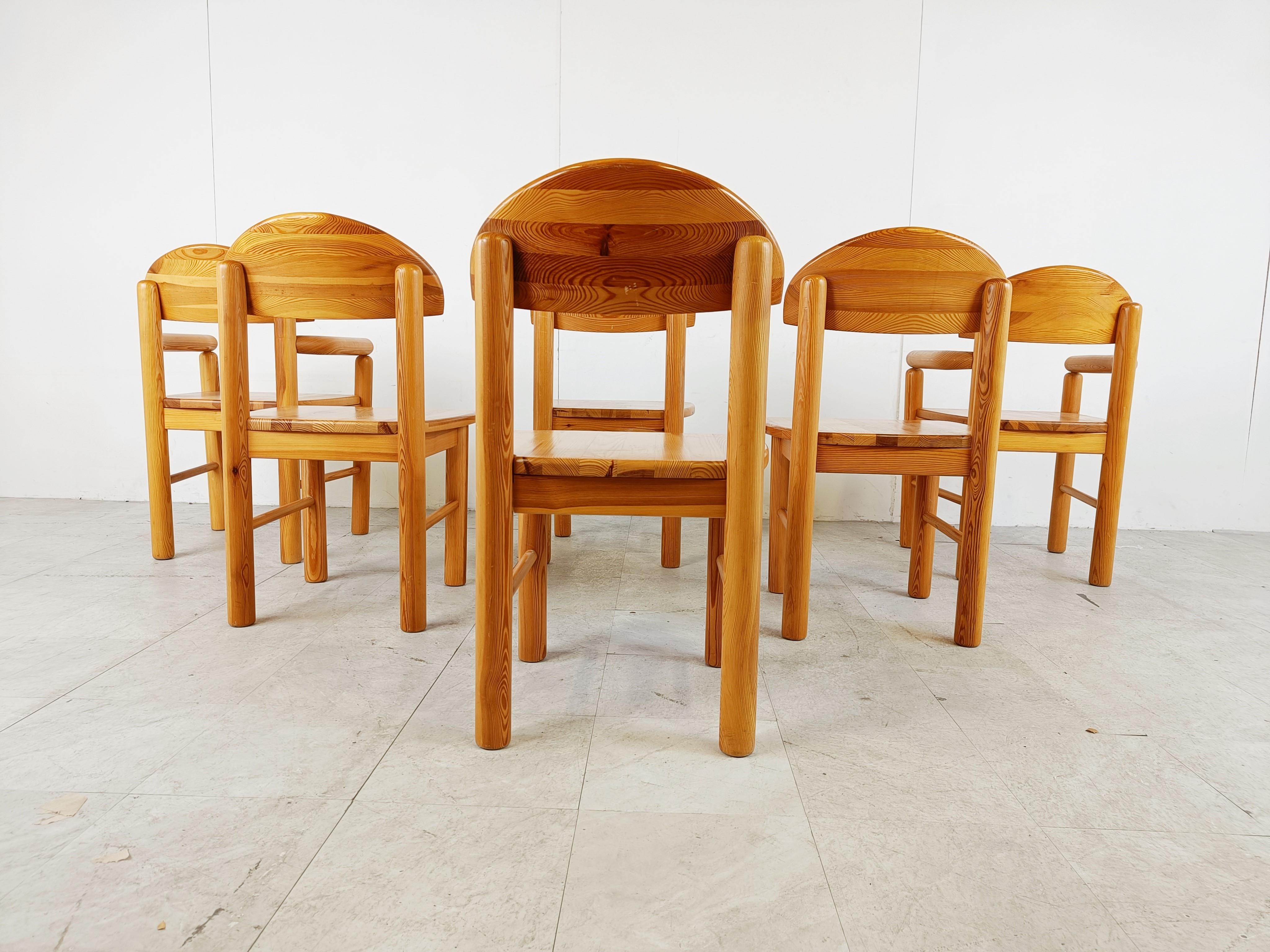 Late 20th Century Rainer Daumiller Pine Wood Dining Chairs for Hirtshals Savvaerk Set of 6, 1980s