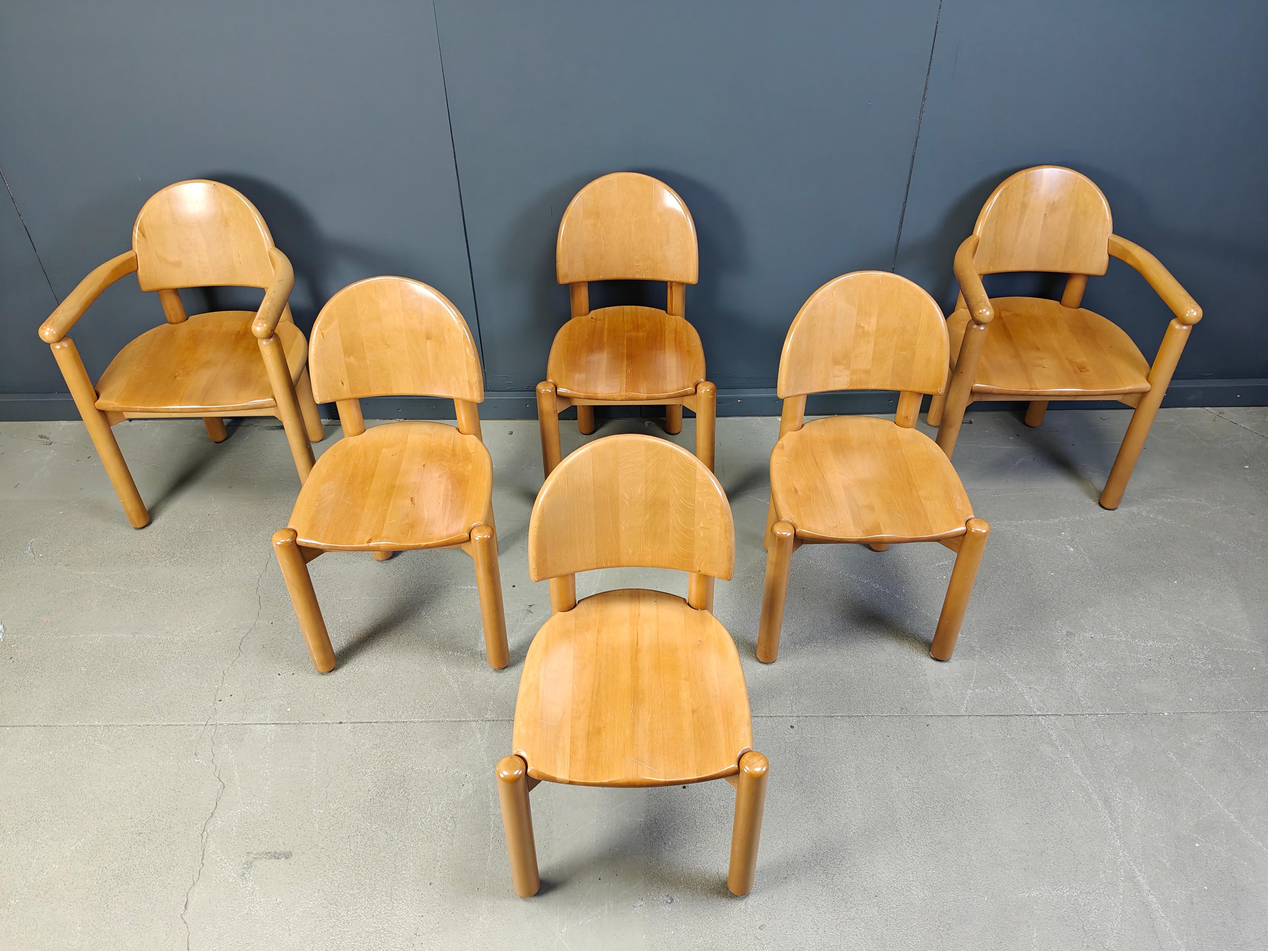 Pino Set di 6 sedie da pranzo in legno di pino di Rainer Daumiller per Hirtshals Savvaerk, anni '80 in vendita