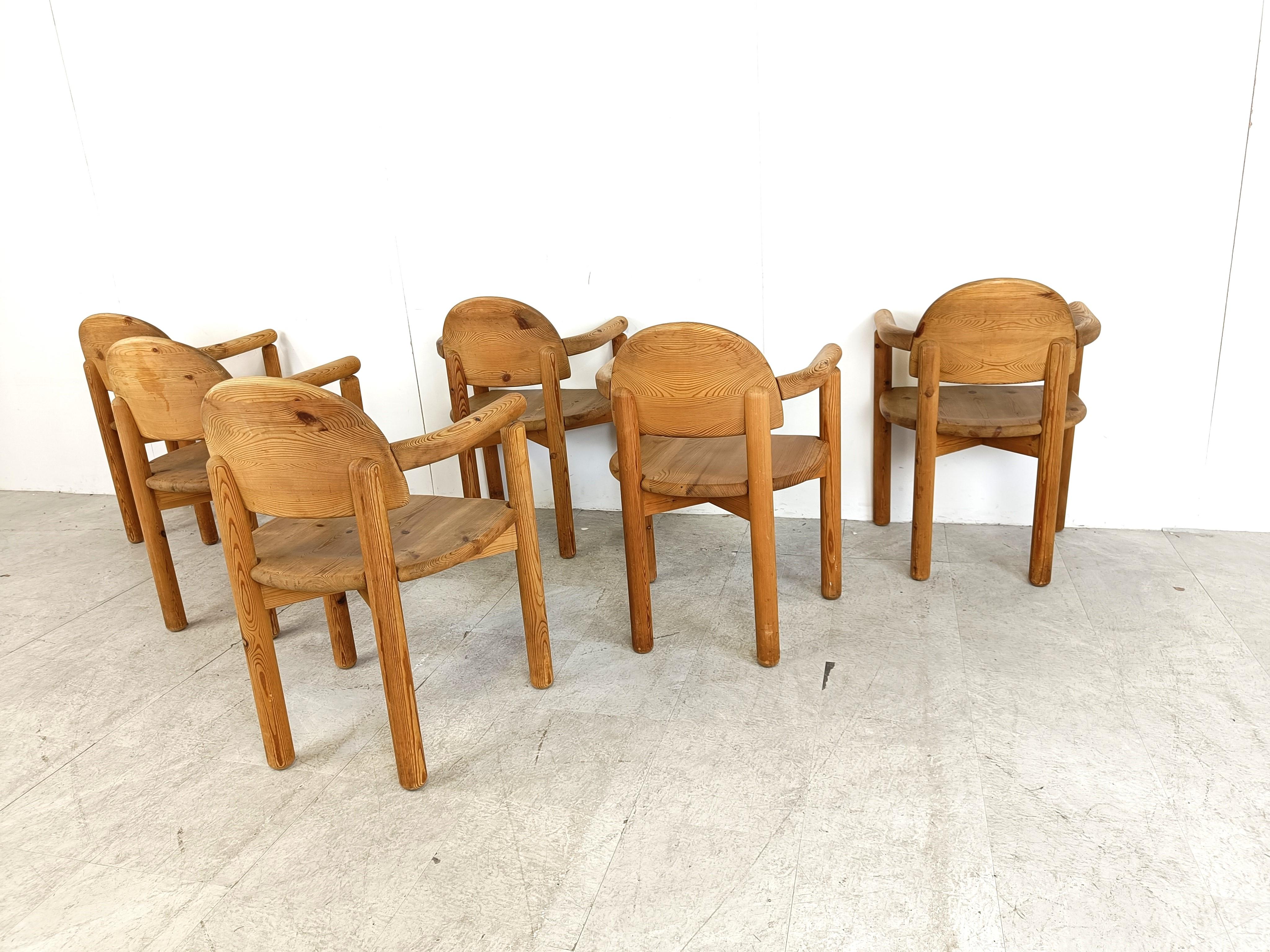 Rainer Daumiller pine wood dining chairs for Hirtshals Savvaerk set of 6, 1980s 1