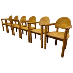 Rainer Daumiller Pine Wood Dining Chairs for Hirtshals Savvaerk Set of 6, 1980s