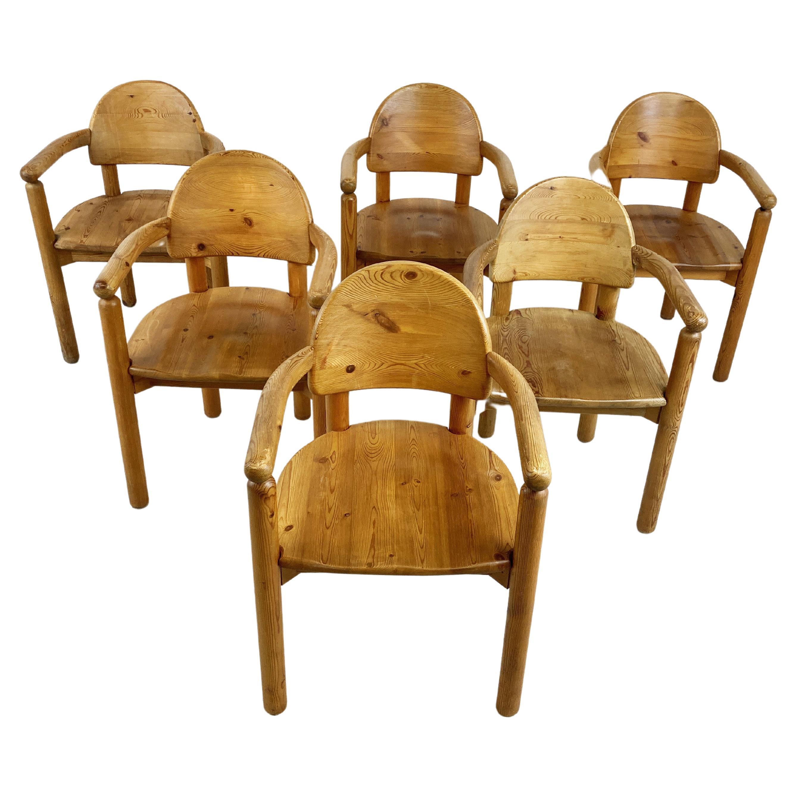 Rainer Daumiller Pine Wood Dining Chairs for Hirtshals Savvaerk Set of 6, 1980s at 1stDibs