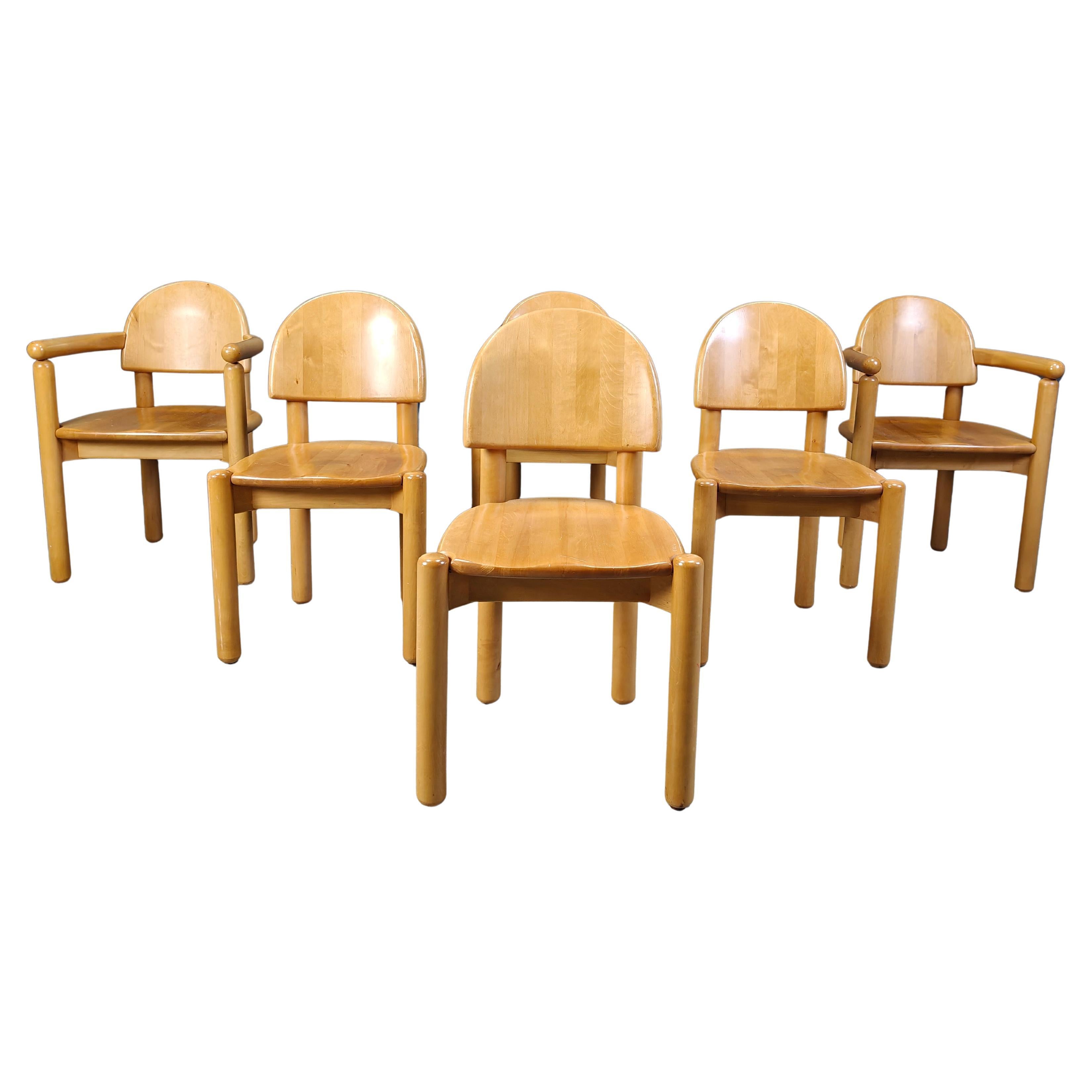 Set di 6 sedie da pranzo in legno di pino di Rainer Daumiller per Hirtshals Savvaerk, anni '80