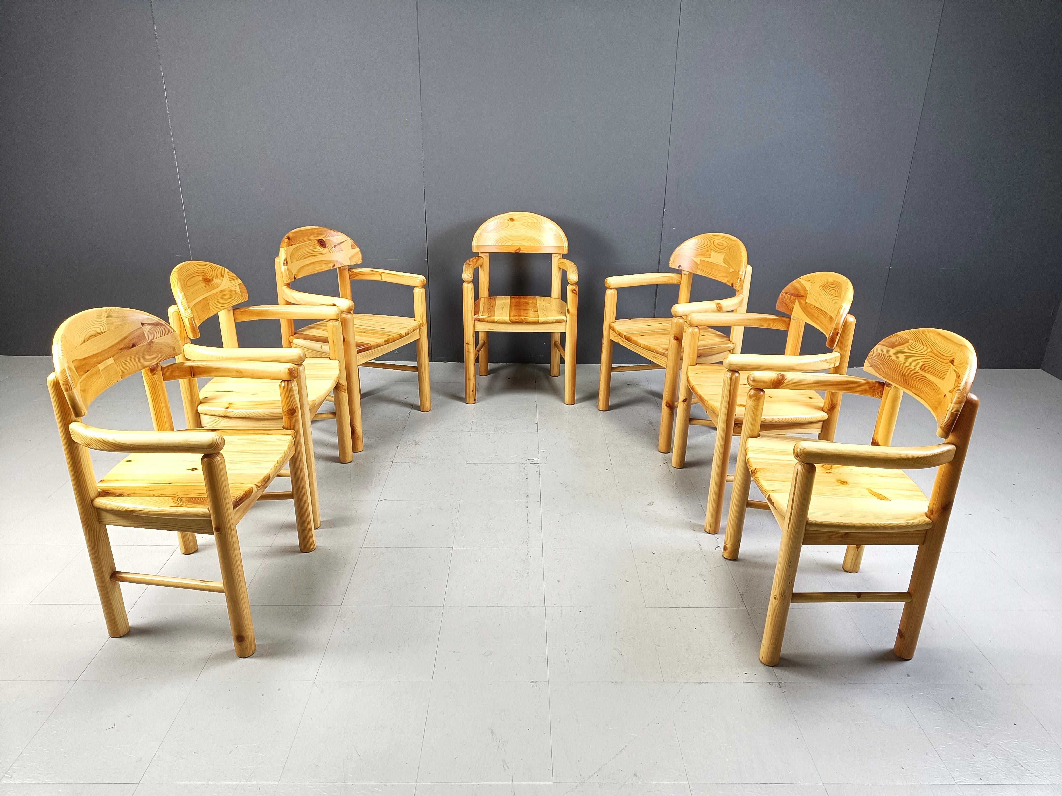 Scandinavian Modern Rainer Daumiller pine wood dining chairs for Hirtshals Savvaerk set of 7, 1980s