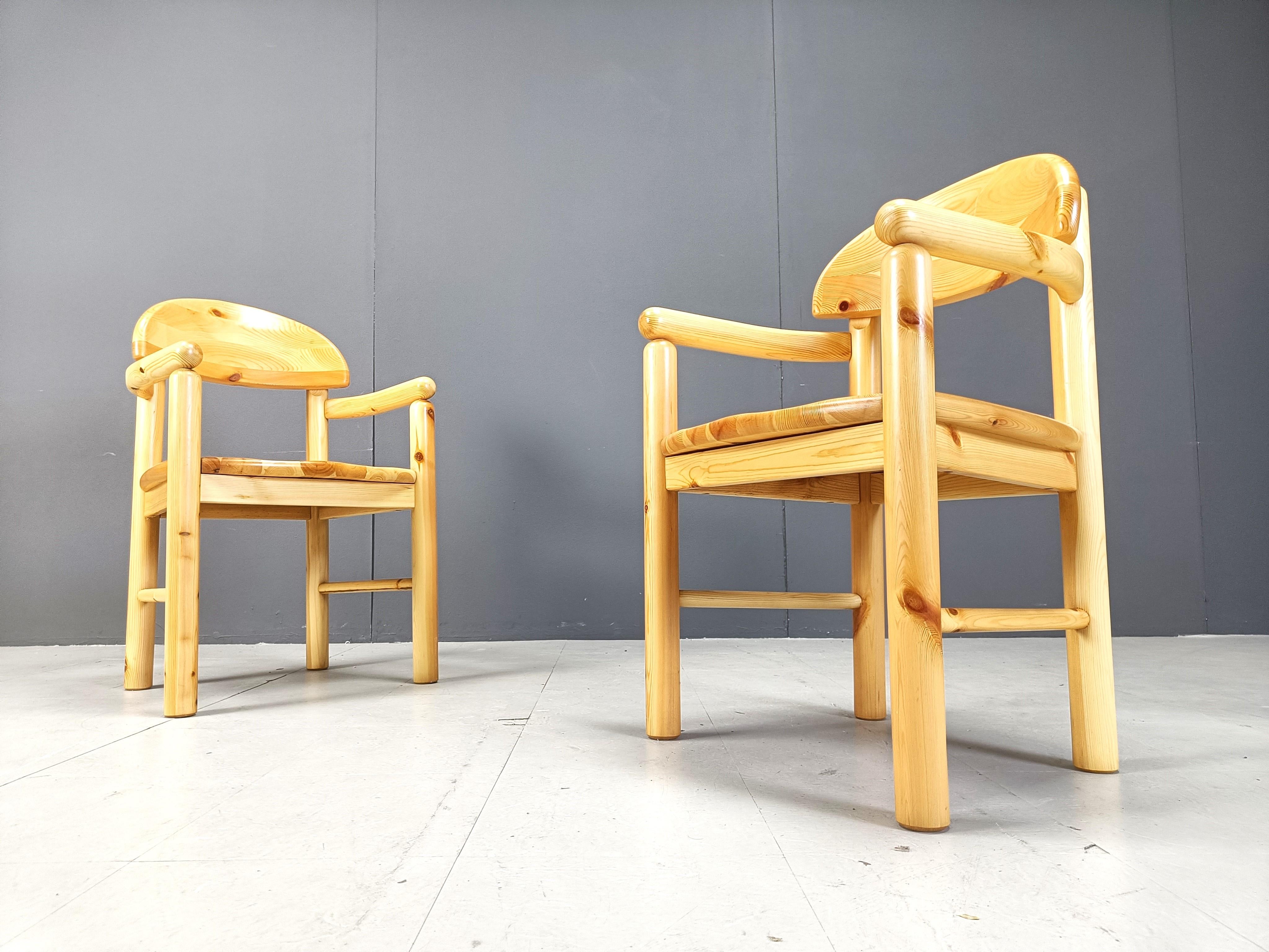 Pine Rainer Daumiller pine wood dining chairs for Hirtshals Savvaerk set of 7, 1980s