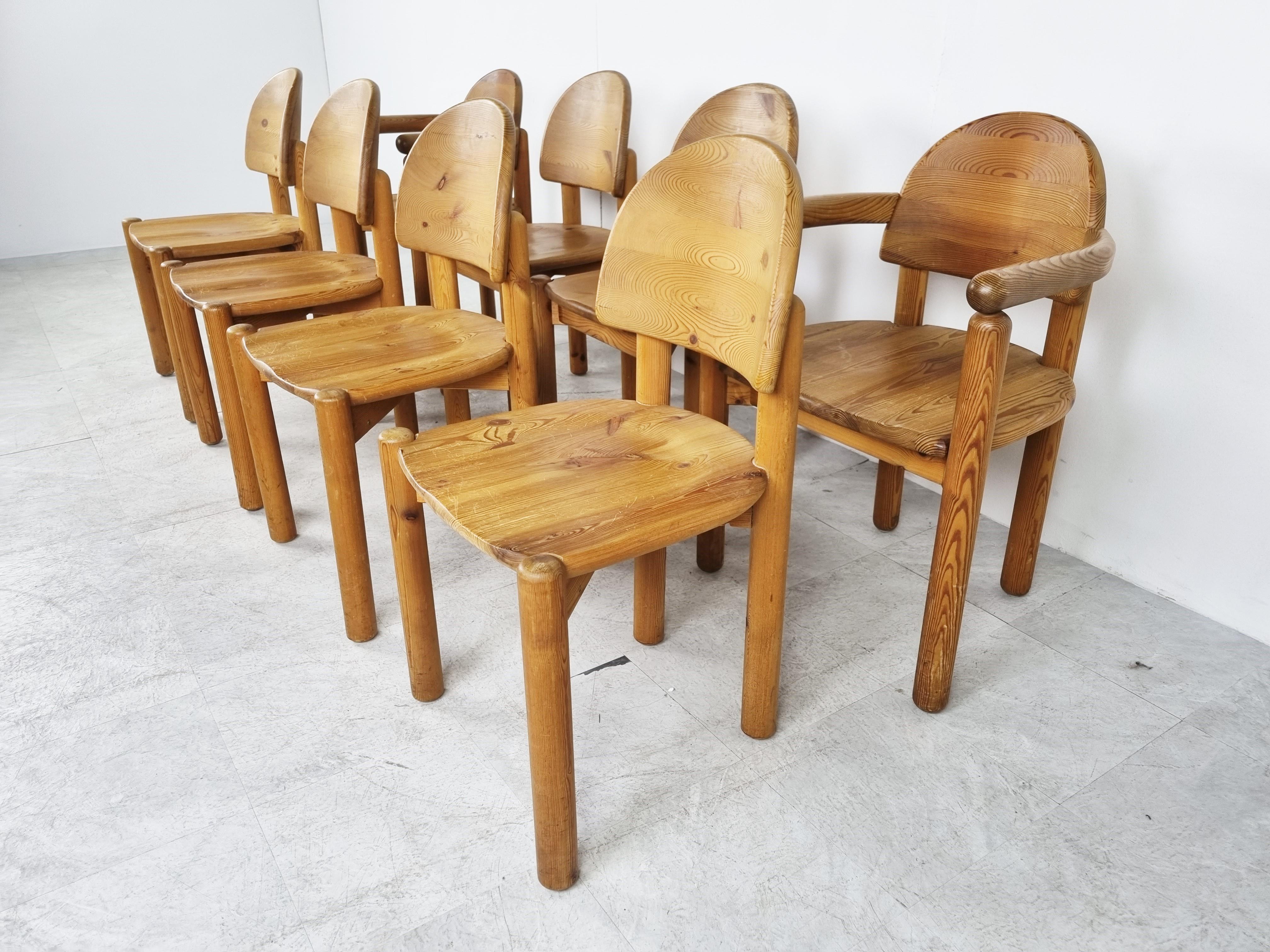 Late 20th Century Rainer Daumiller Pine Wood Dining Chairs for Hirtshals Savvaerk Set of 8, 1980s