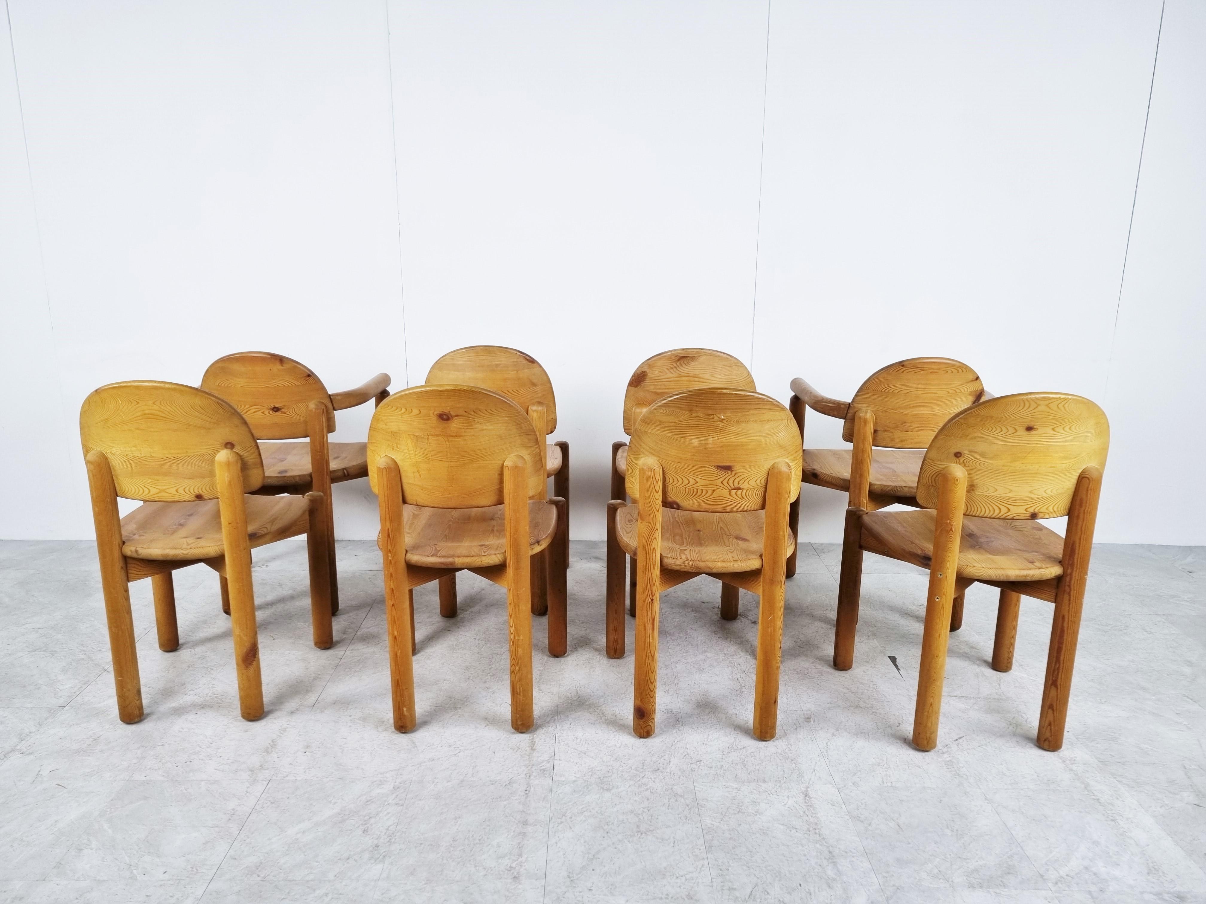 Rainer Daumiller Pine Wood Dining Chairs for Hirtshals Savvaerk Set of 8, 1980s 3