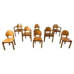 Retro Rainer Daumiller pine wood dining chairs for Hirtshals Savvaerk set of 8, 1980s