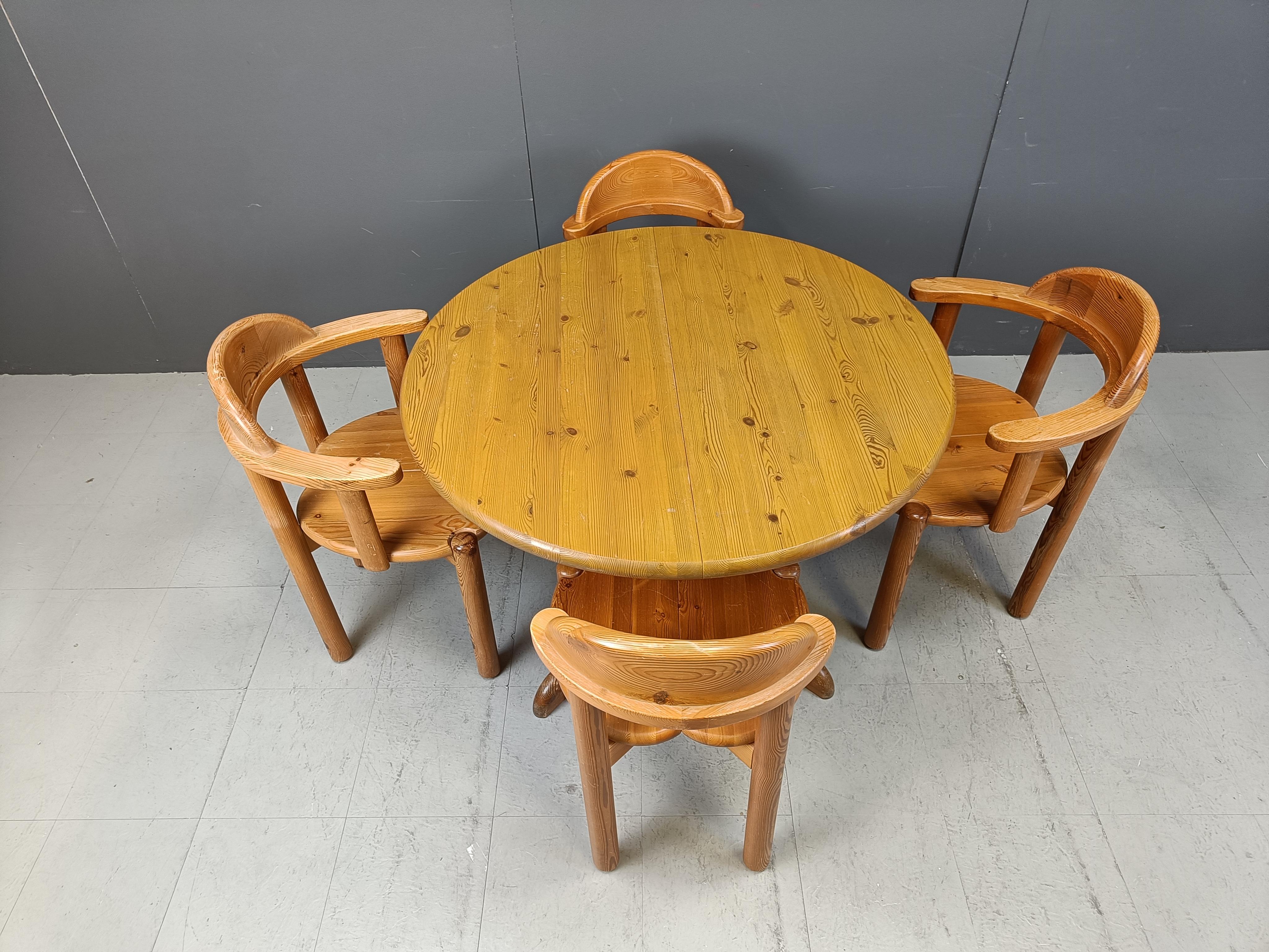 Scandinavian Modern Rainer Daumiller pine wood dining set for Hirtshals Savvaerk - set of 4 - 1980s For Sale