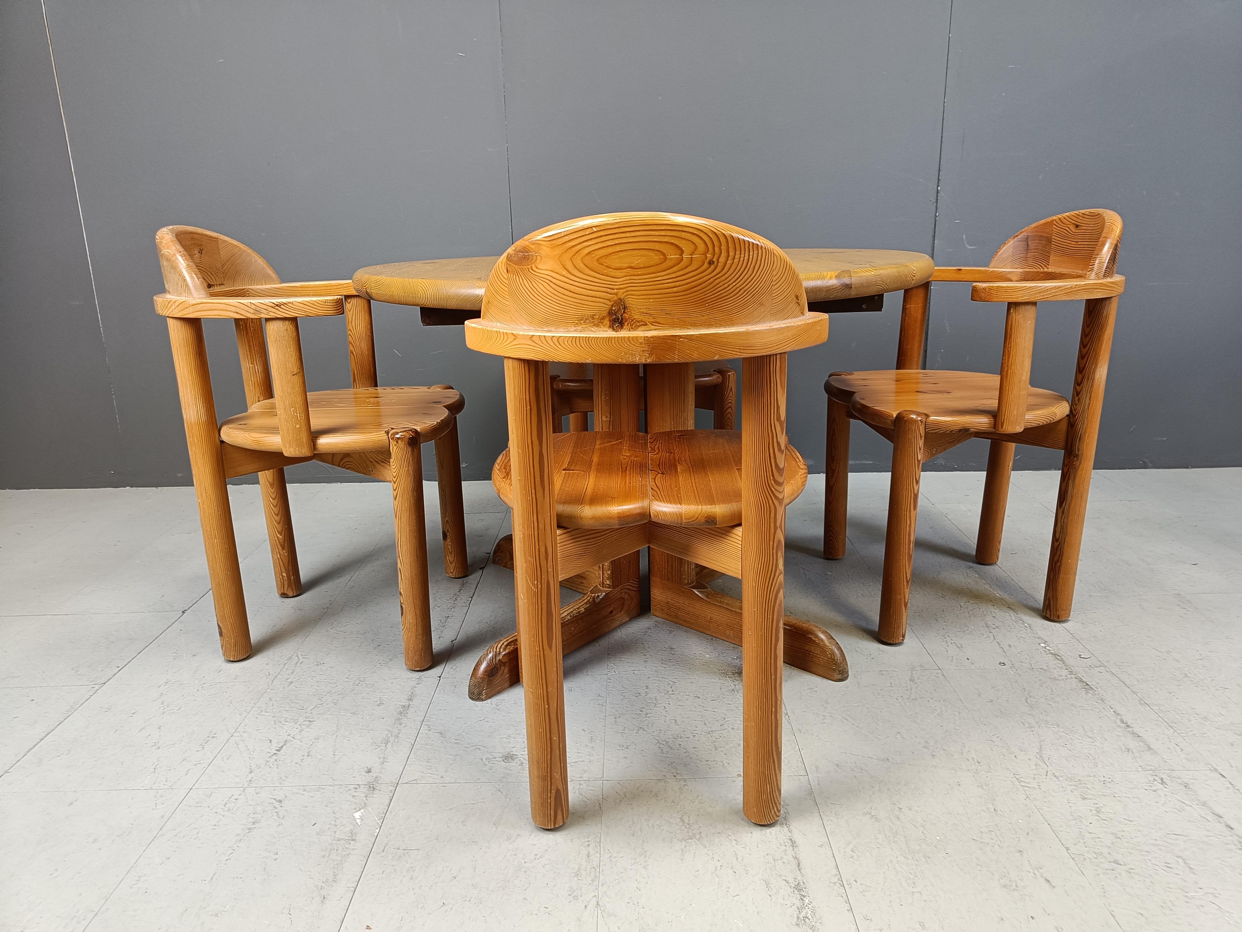 Late 20th Century Rainer Daumiller pine wood dining set for Hirtshals Savvaerk - set of 4 - 1980s For Sale