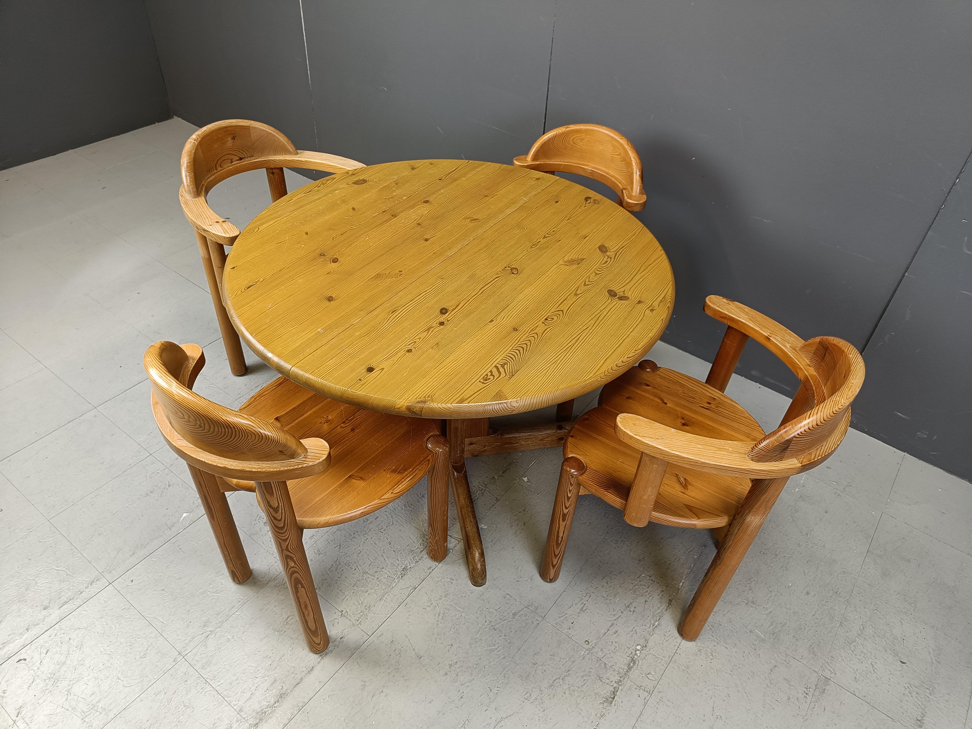 Rainer Daumiller pine wood dining set for Hirtshals Savvaerk - set of 4 - 1980s For Sale 1