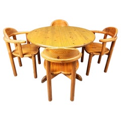 Juego de comedor de madera de pino Rainer Daumiller para Hirtshals Savvaerk - juego de 4 - Años 80