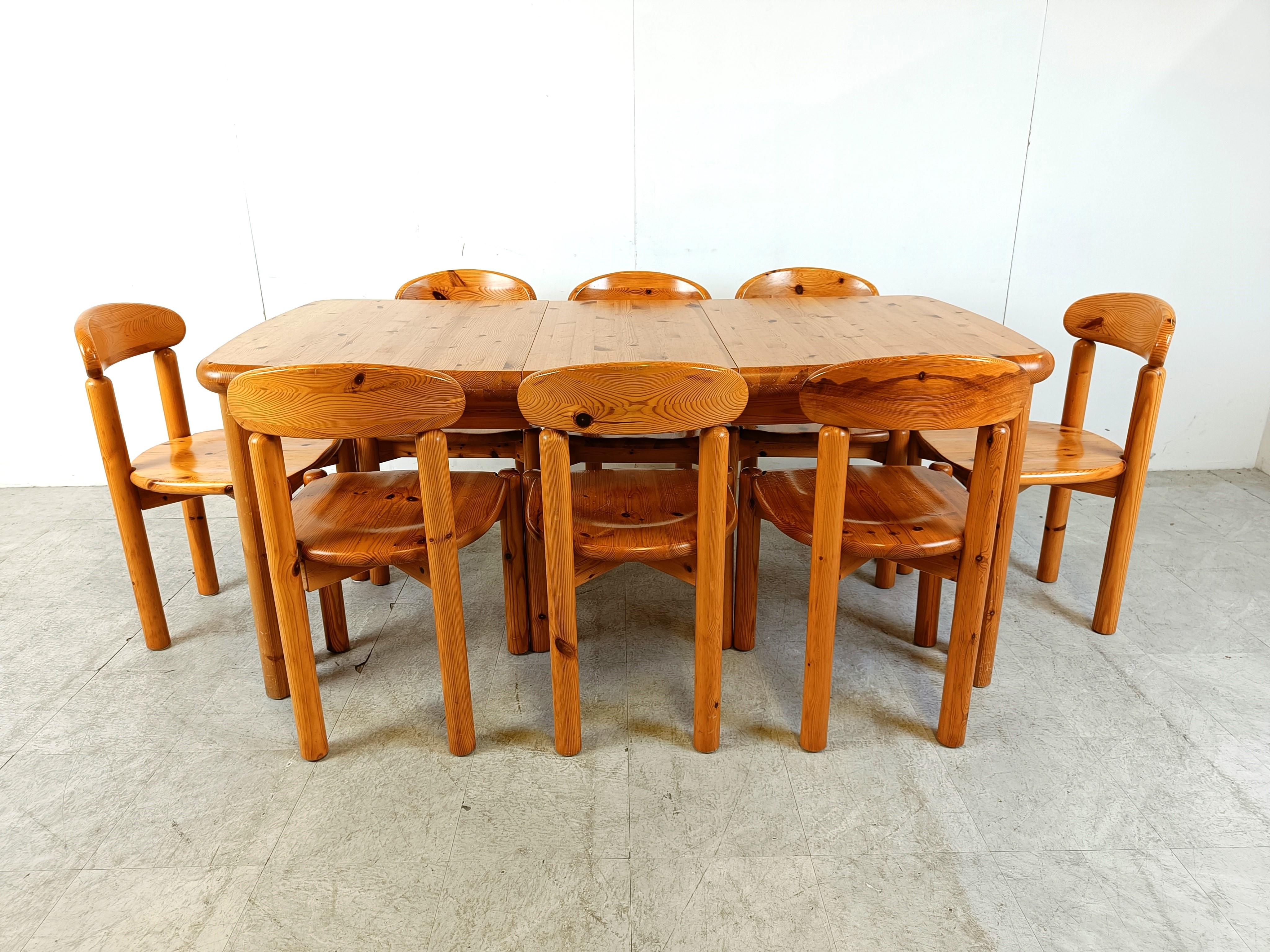 Scandinavian Modern Rainer Daumiller pine wood dining set for Hirtshals Savvaerk, 1980s